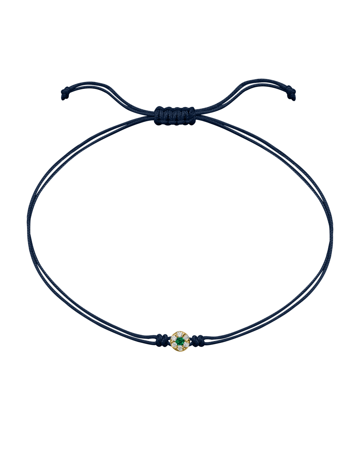 String of Love Diamond and Gemstone - 14K Yellow Gold Bracelet 14K Solid Gold Navy Blue Emerald