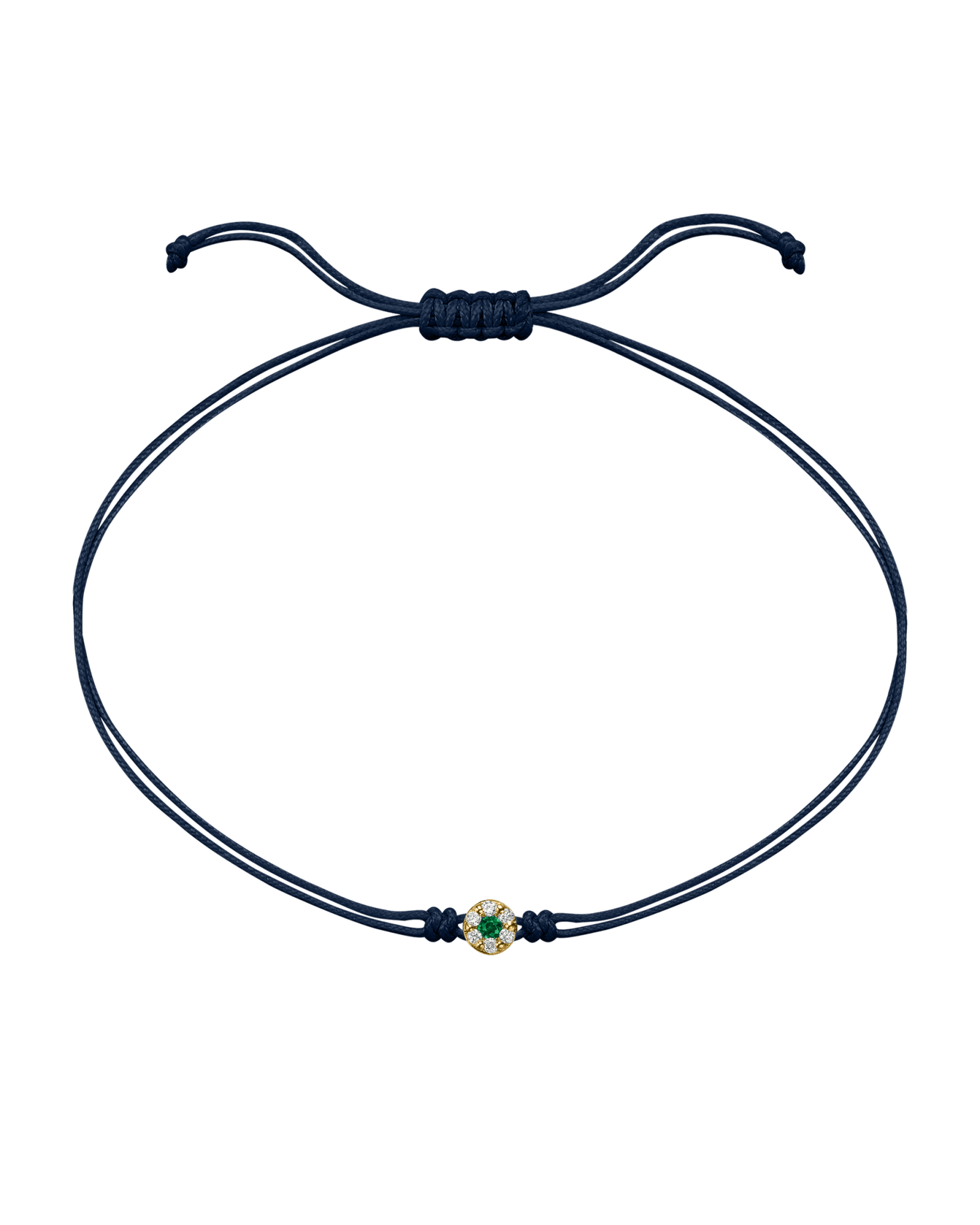 String of Love Diamond and Gemstone - 14K Yellow Gold Bracelet 14K Solid Gold Navy Blue Emerald