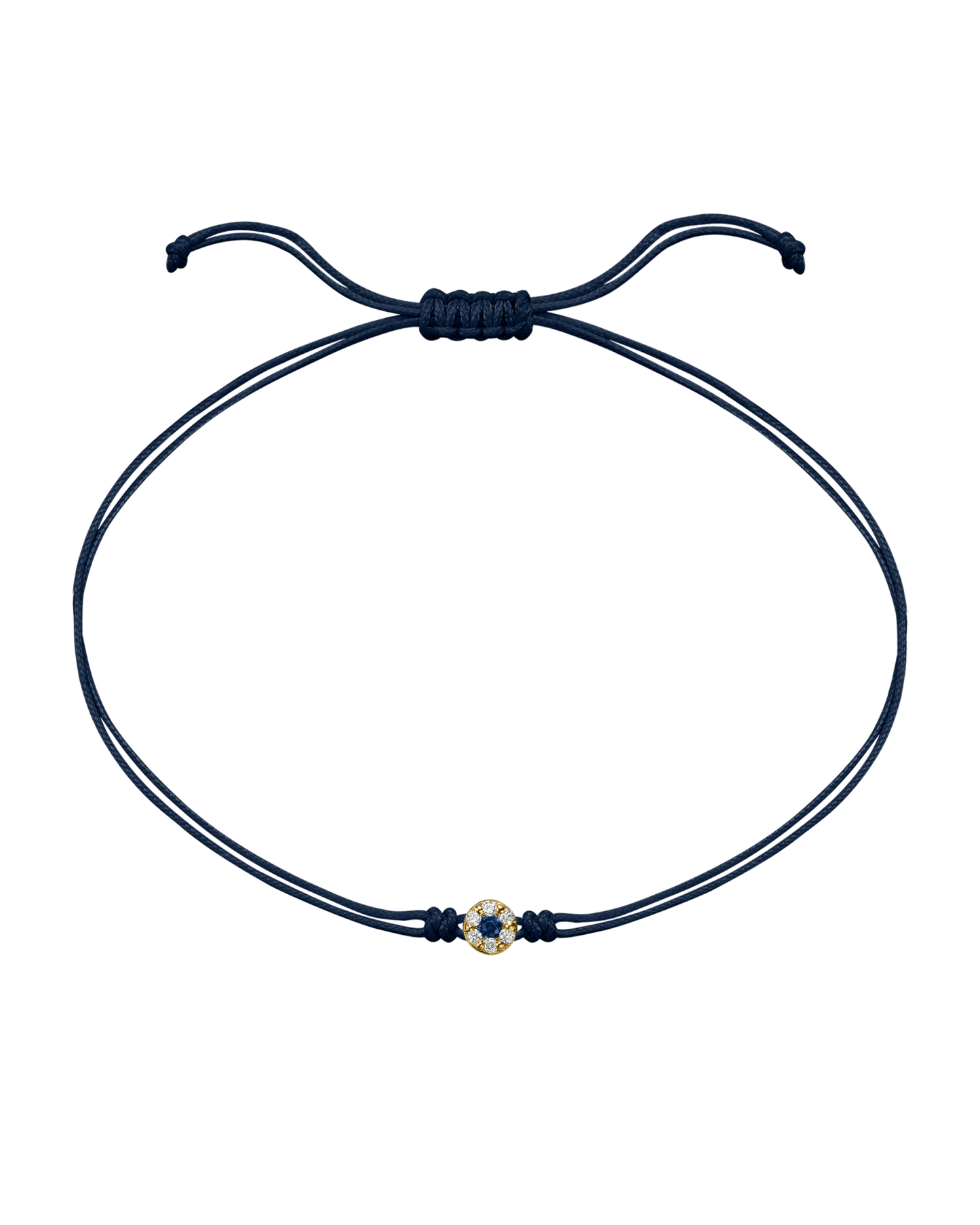 String of Love Diamond and Gemstone - 14K Yellow Gold Bracelet 14K Solid Gold Navy Blue Sapphire