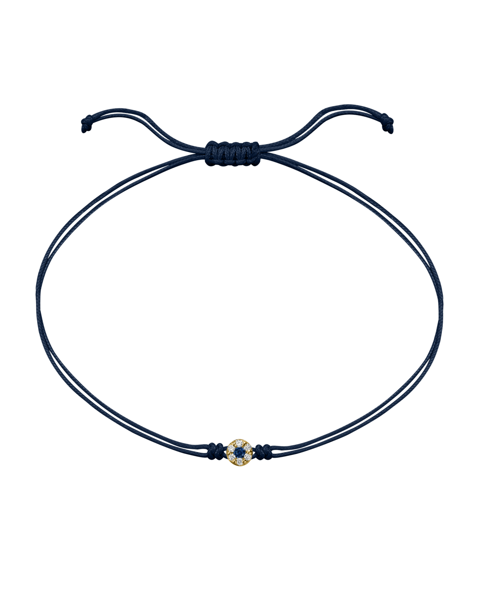 String of Love Diamond and Gemstone - 14K Yellow Gold Bracelet 14K Solid Gold Navy Blue Sapphire