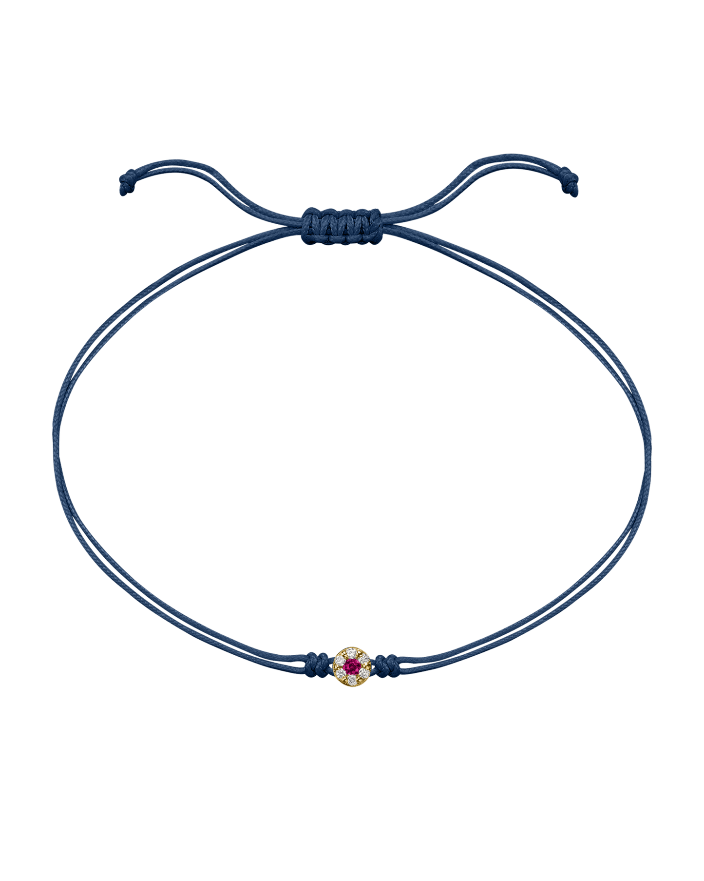 String of Love Diamond and Gemstone - 14K Yellow Gold Bracelet 14K Solid Gold Indigo Ruby