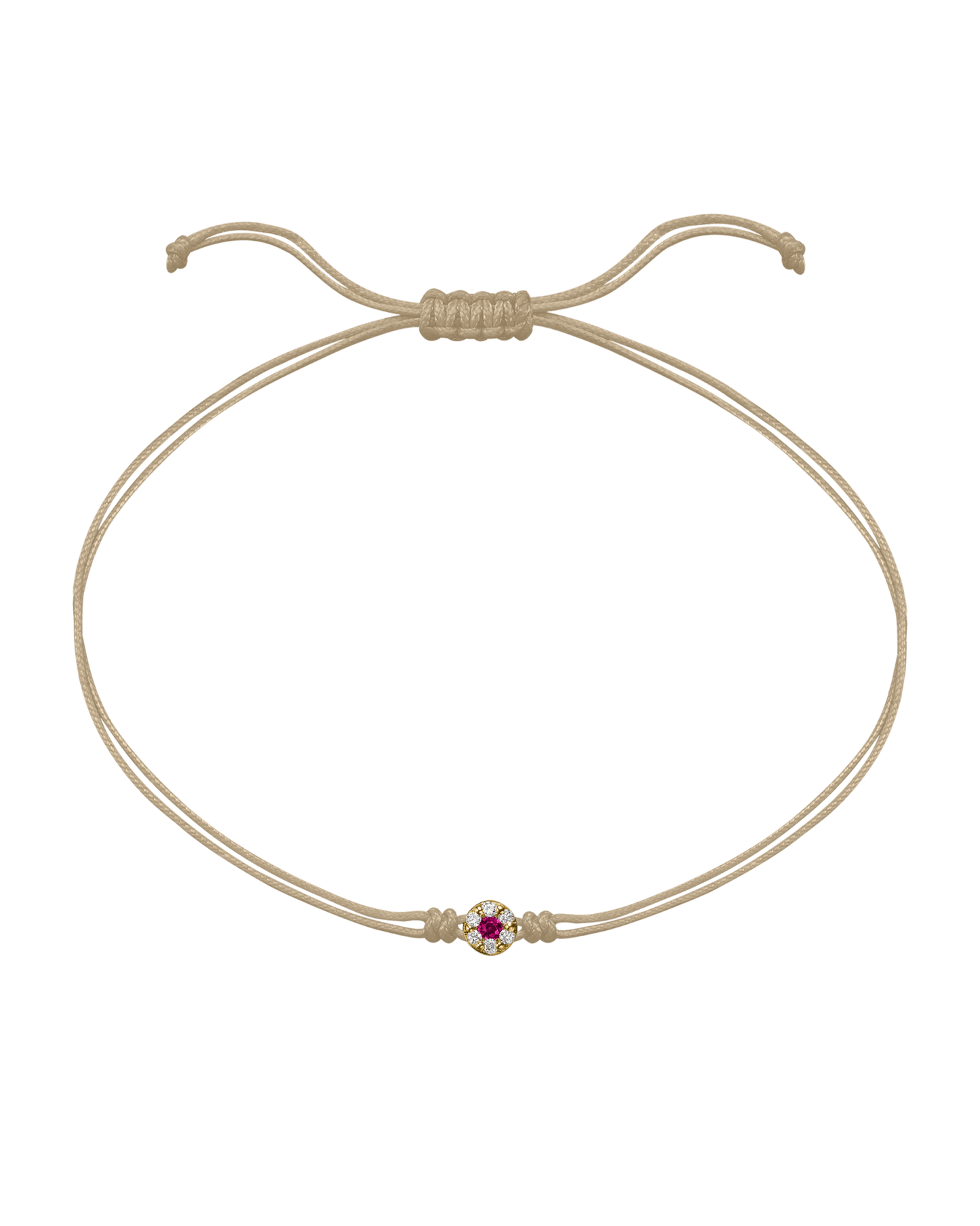String of Love Diamond and Gemstone - 14K Yellow Gold Bracelet 14K Solid Gold Beige Ruby