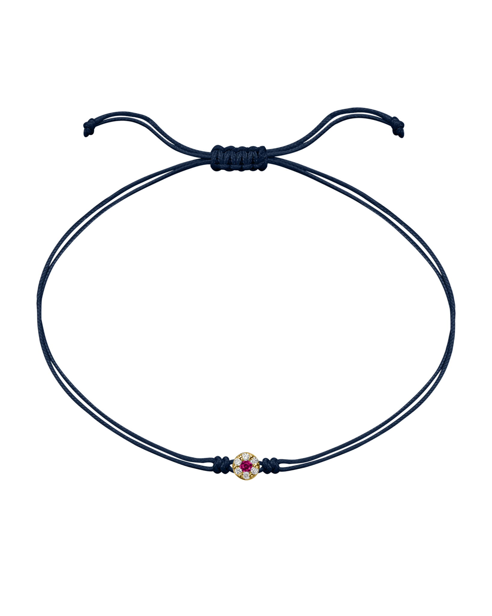 String of Love Diamond and Gemstone - 14K Yellow Gold Bracelet 14K Solid Gold Navy Blue Ruby