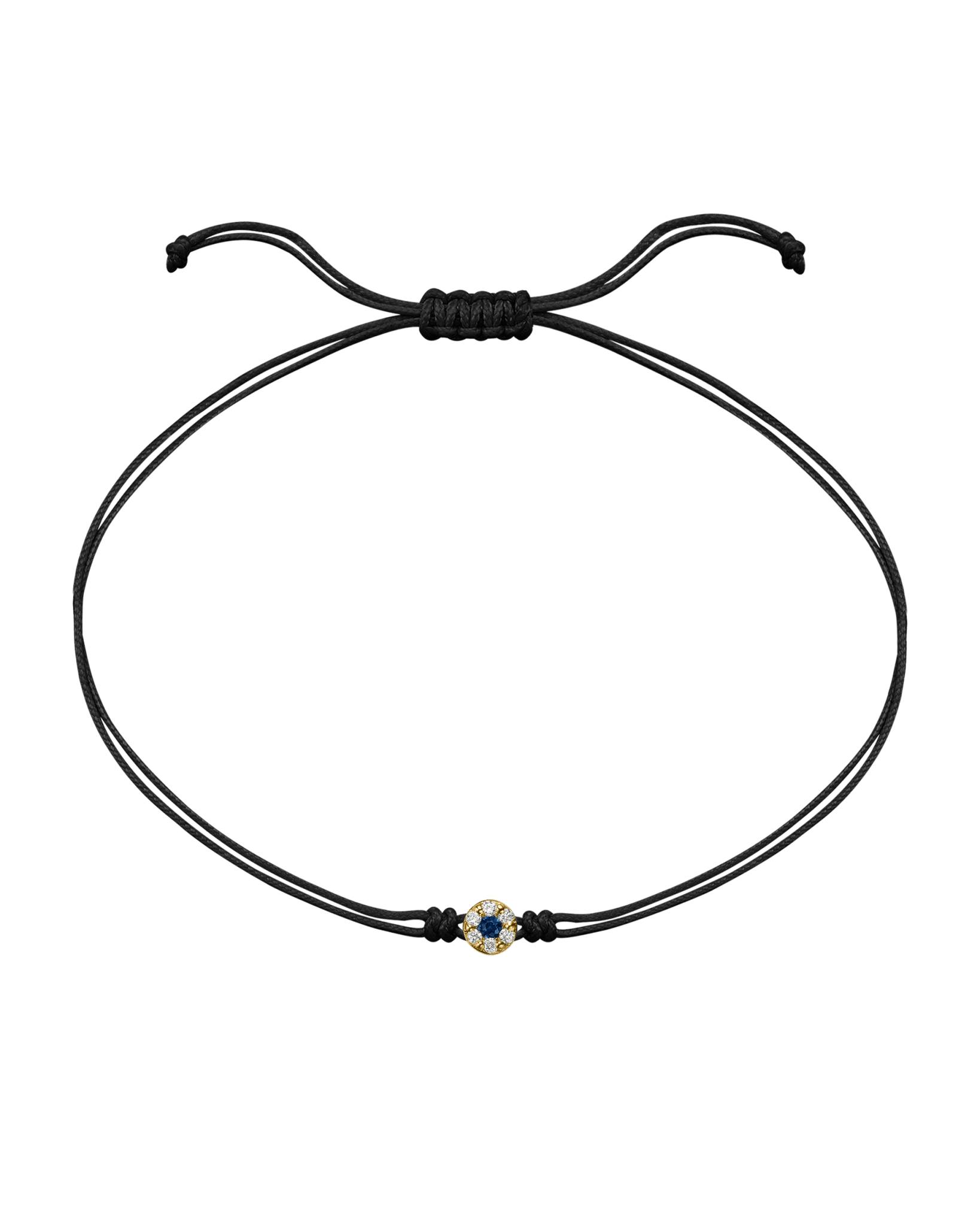 String of Love Diamond and Gemstone - 14K Yellow Gold Bracelet 14K Solid Gold Black Sapphire