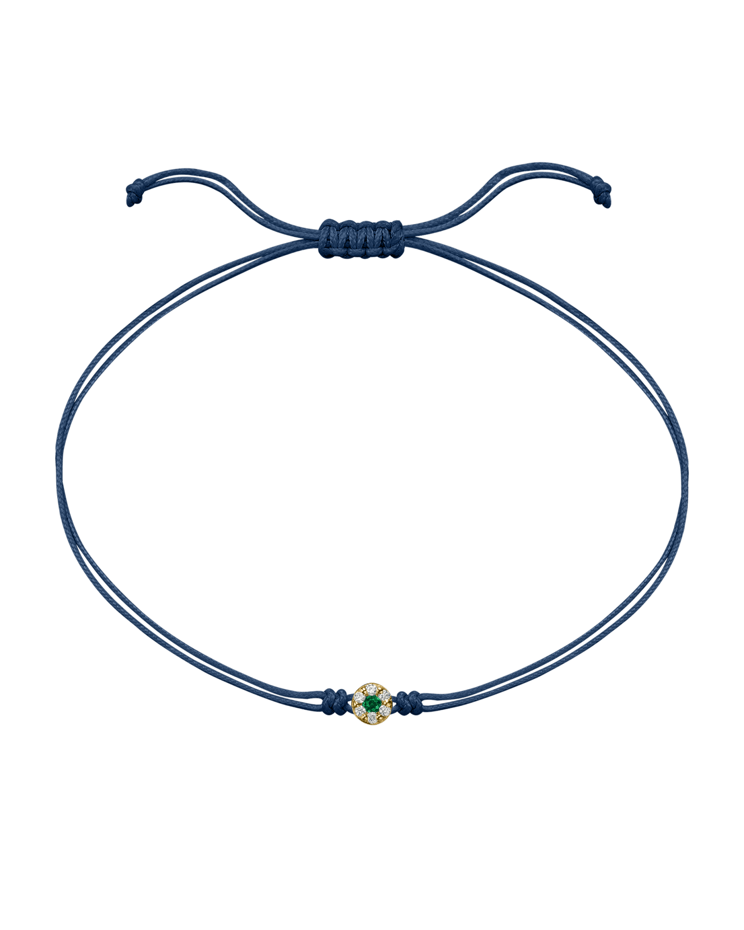 String of Love Diamond and Gemstone - 14K Yellow Gold Bracelet 14K Solid Gold Indigo Emerald