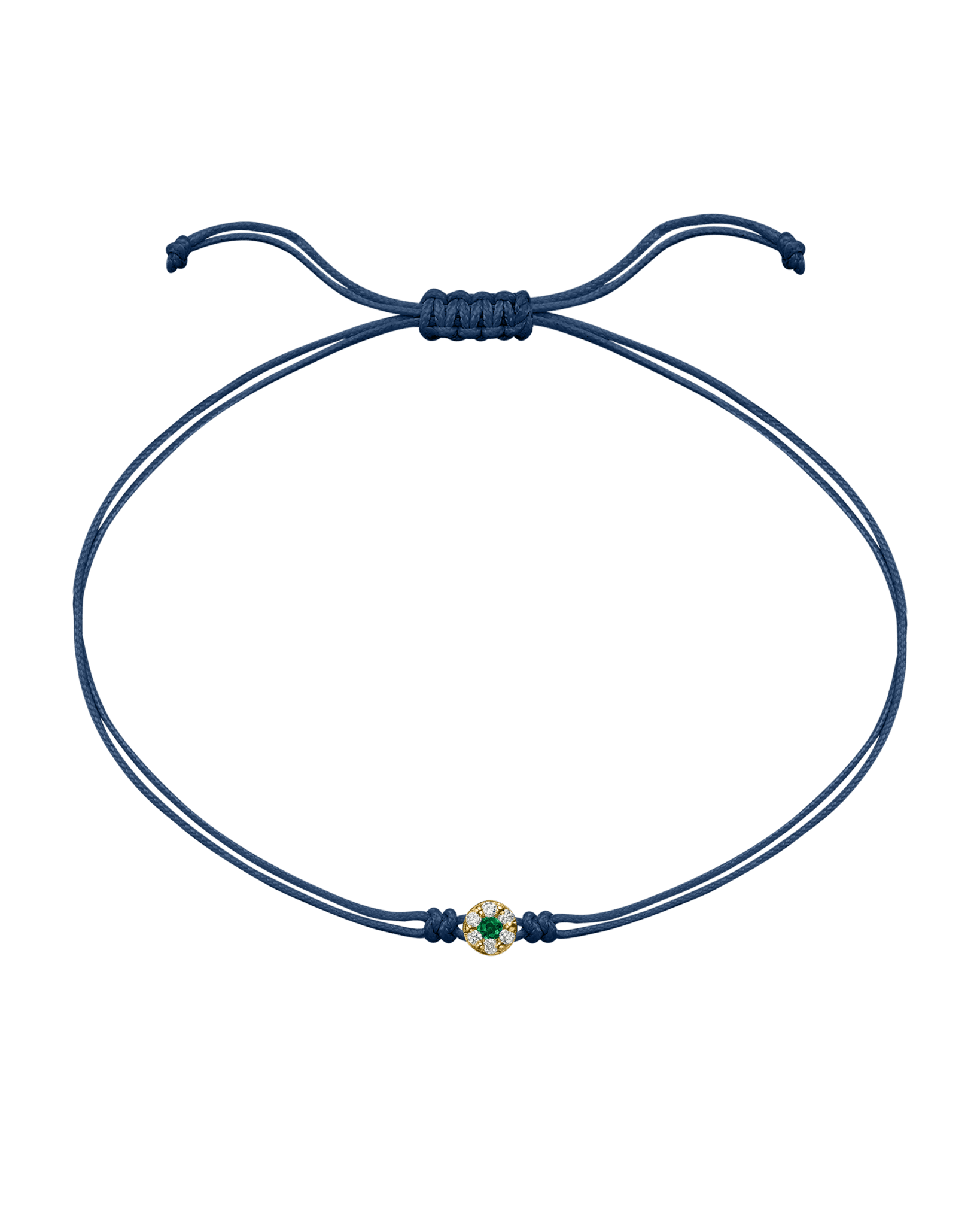 String of Love Diamond and Gemstone - 14K Yellow Gold Bracelet 14K Solid Gold Indigo Emerald