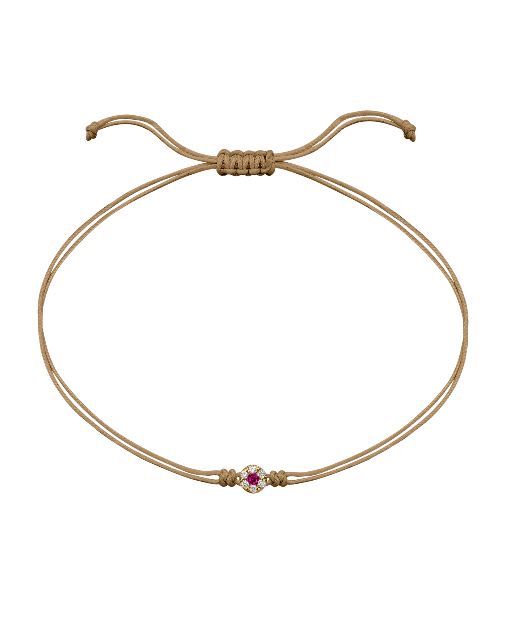 String of Love Diamond and Gemstone - 14K Yellow Gold Bracelet 14K Solid Gold Camel Ruby