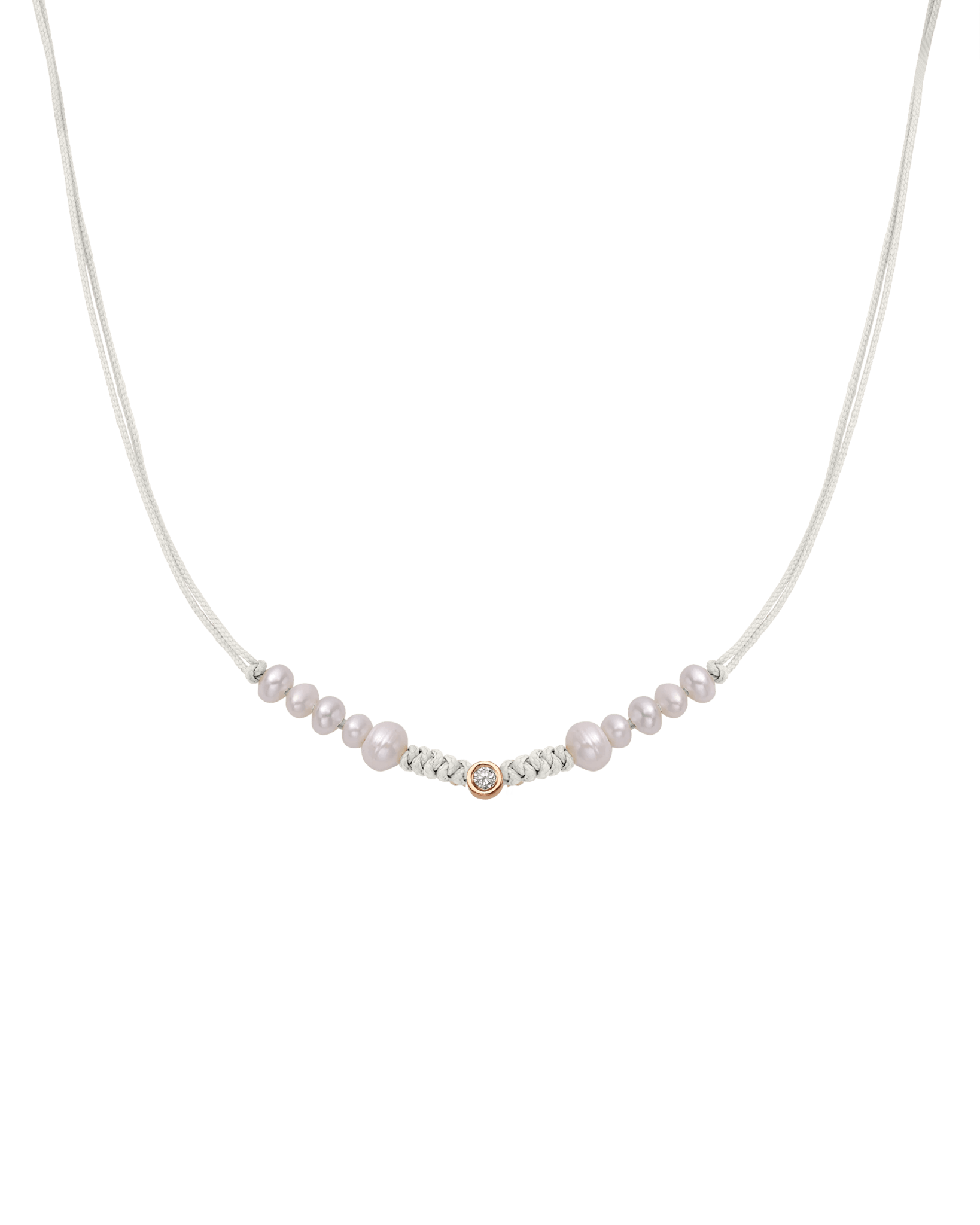 Ten Natural Pearl String of Love Necklace - 14K Rose Gold Necklaces 14K Solid Gold Pearl Medium: 0.04ct