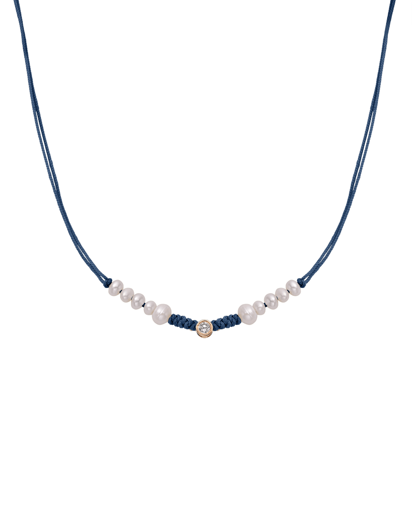 Ten Natural Pearl String of Love Necklace - 14K Rose Gold Necklaces 14K Solid Gold Indigo Large: 0.1ct
