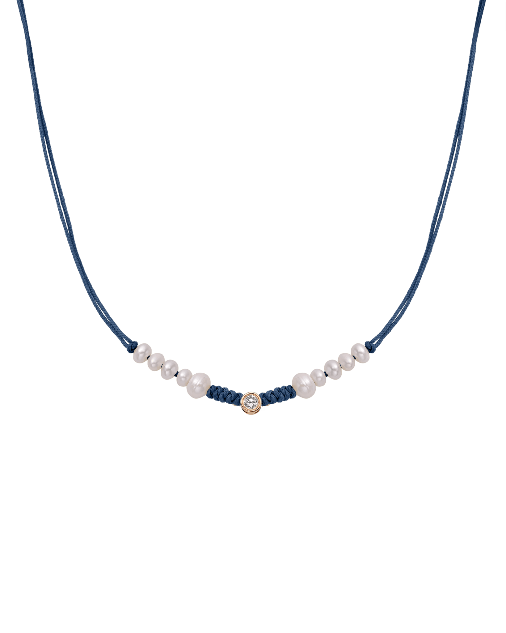 Ten Natural Pearl String of Love Necklace - 14K Rose Gold Necklaces 14K Solid Gold Indigo Large: 0.1ct