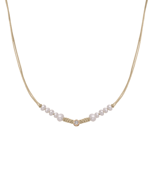 Ten Natural Pearl String of Love Necklace - 14K Rose Gold Necklaces 14K Solid Gold Beige Large: 0.1ct