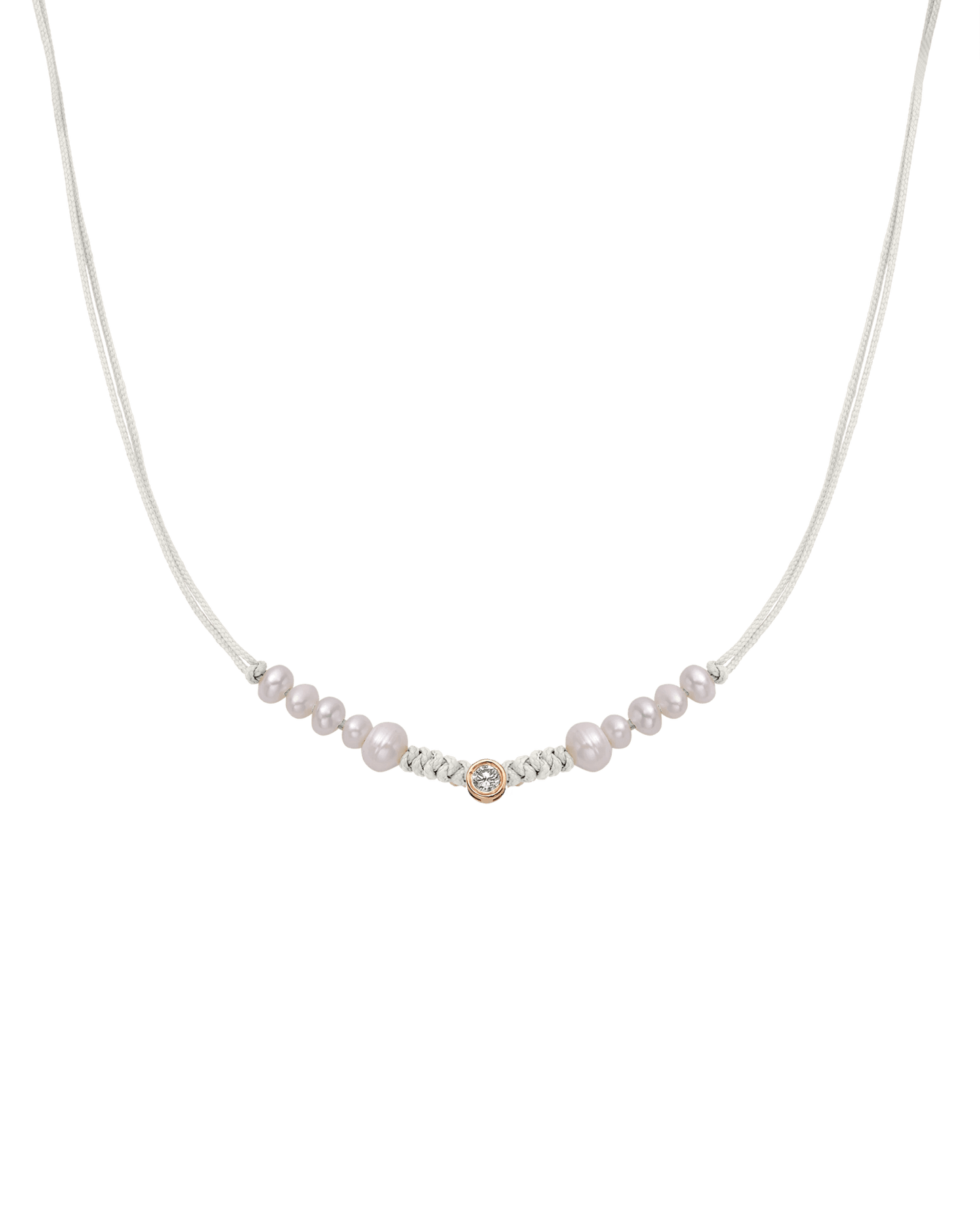 Ten Natural Pearl String of Love Necklace - 14K Rose Gold Necklaces 14K Solid Gold Pearl Large: 0.1ct
