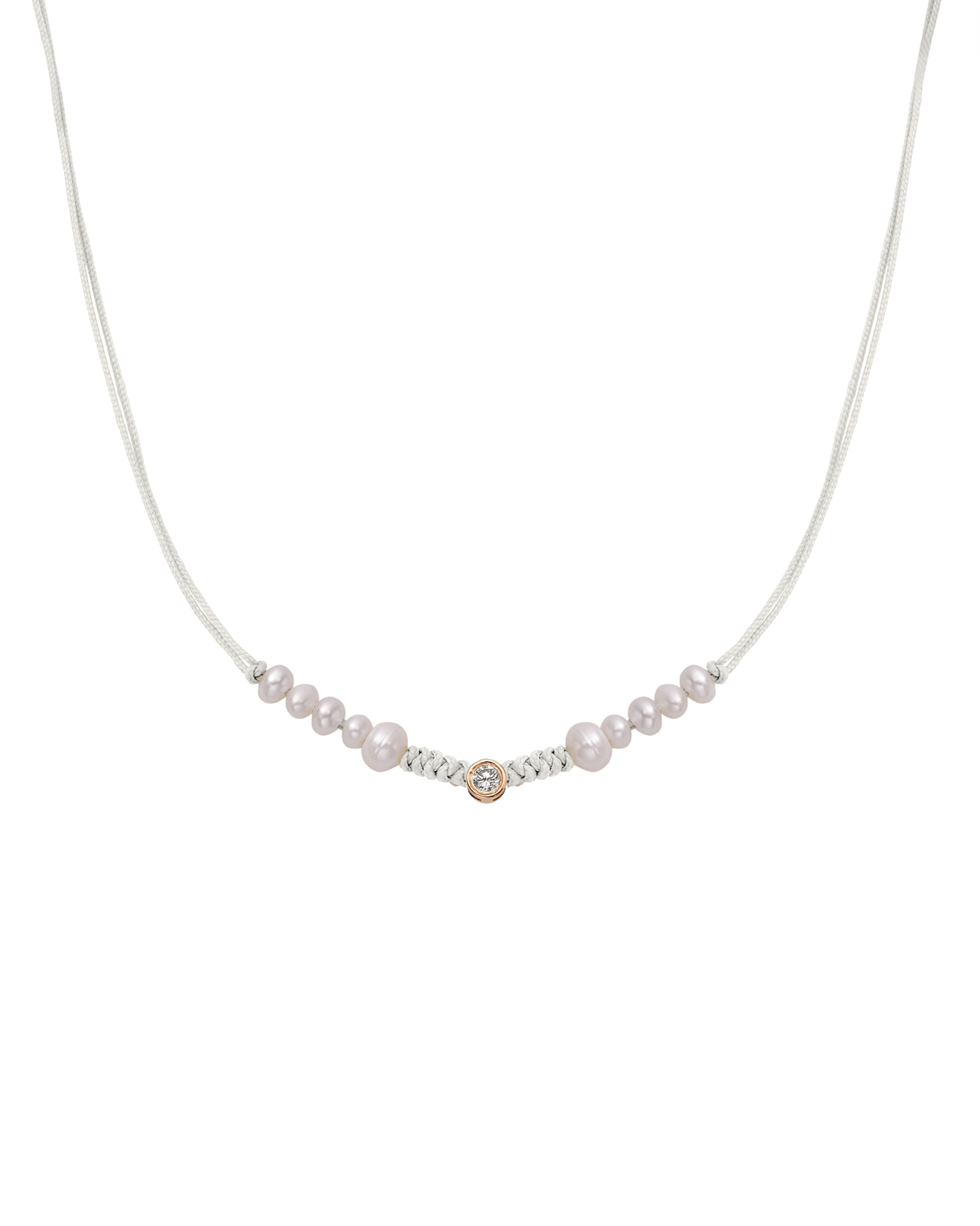 Ten Natural Pearl String of Love Necklace - 14K Rose Gold Necklaces 14K Solid Gold Pearl Large: 0.1ct
