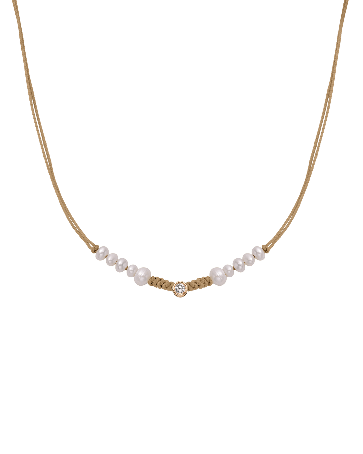 Ten Natural Pearl String of Love Necklace - 14K Rose Gold Necklaces 14K Solid Gold Camel Large: 0.1ct