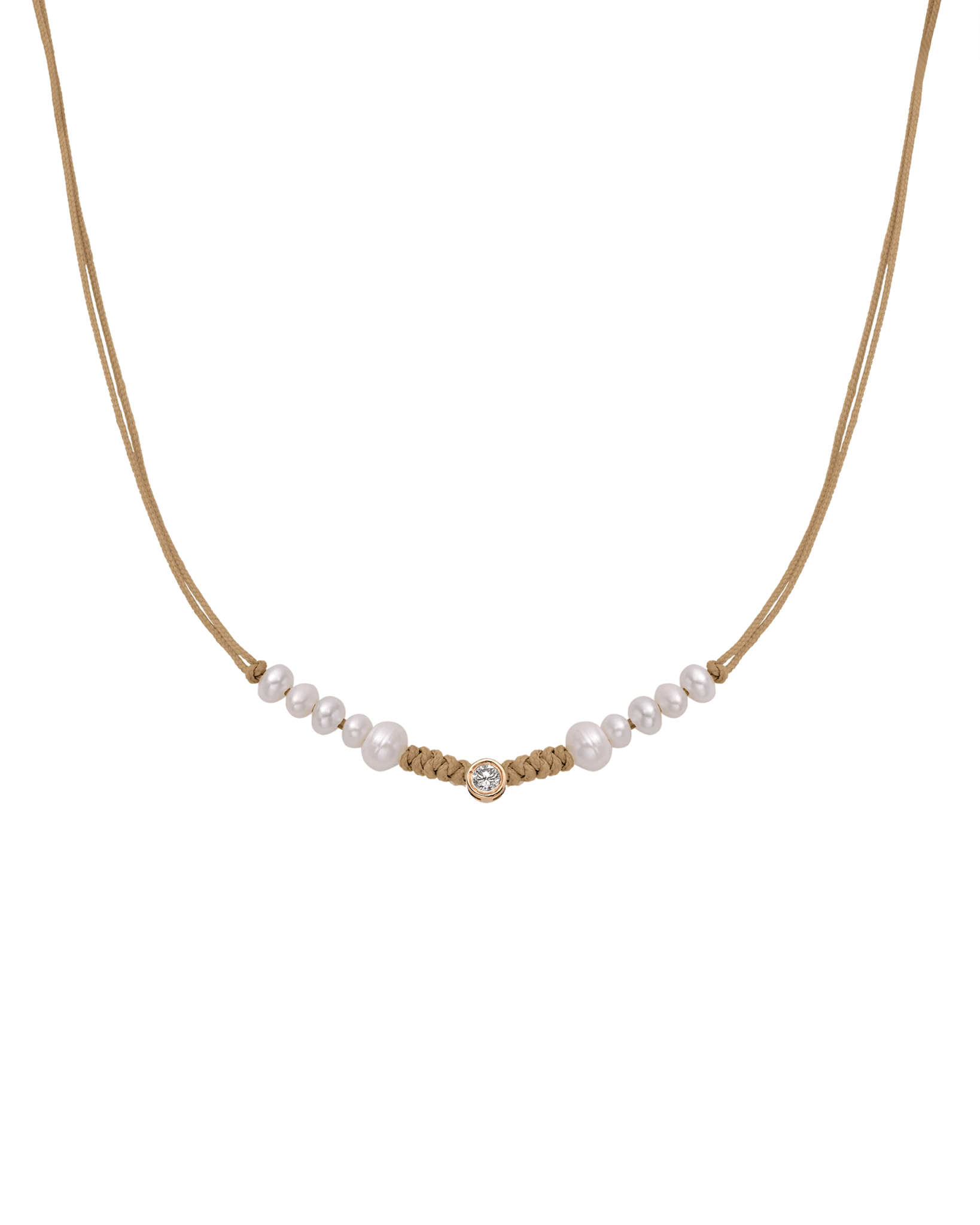 Ten Natural Pearl String of Love Necklace - 14K Rose Gold Necklaces 14K Solid Gold Camel Large: 0.1ct