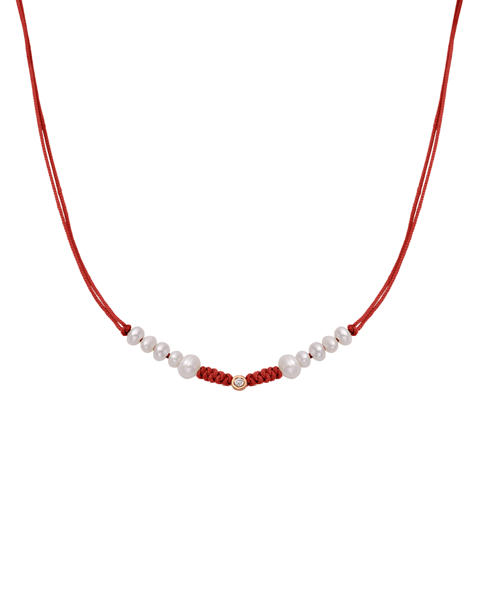 Ten Natural Pearl String of Love Necklace - 14K Rose Gold Necklaces 14K Solid Gold Red Small: 0.03ct