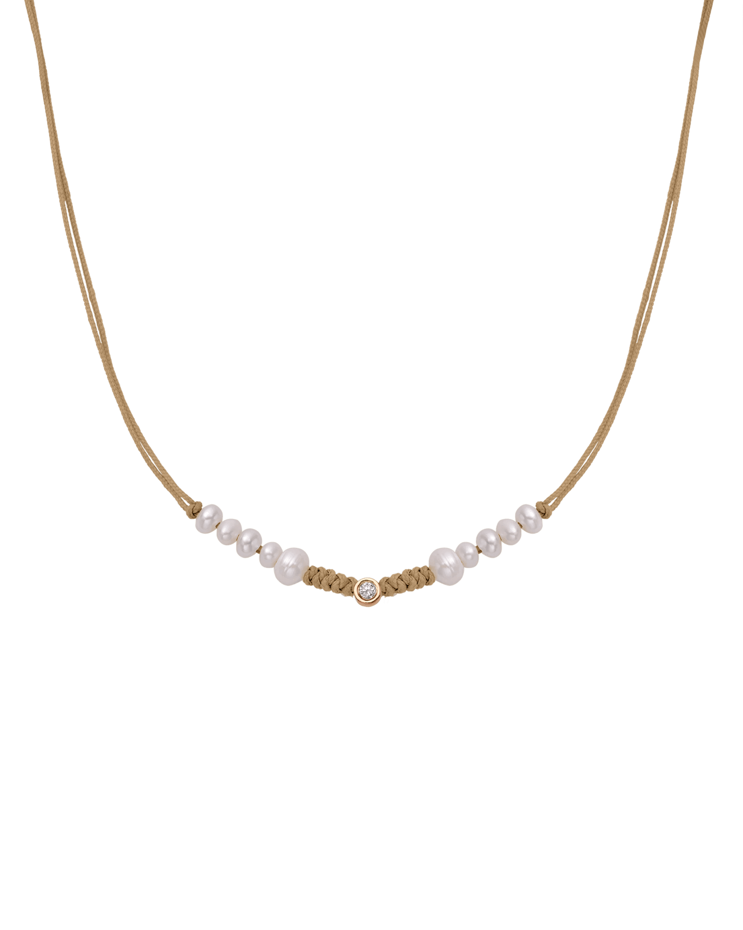 Ten Natural Pearl String of Love Necklace - 14K Rose Gold Necklaces 14K Solid Gold Camel Medium: 0.04ct
