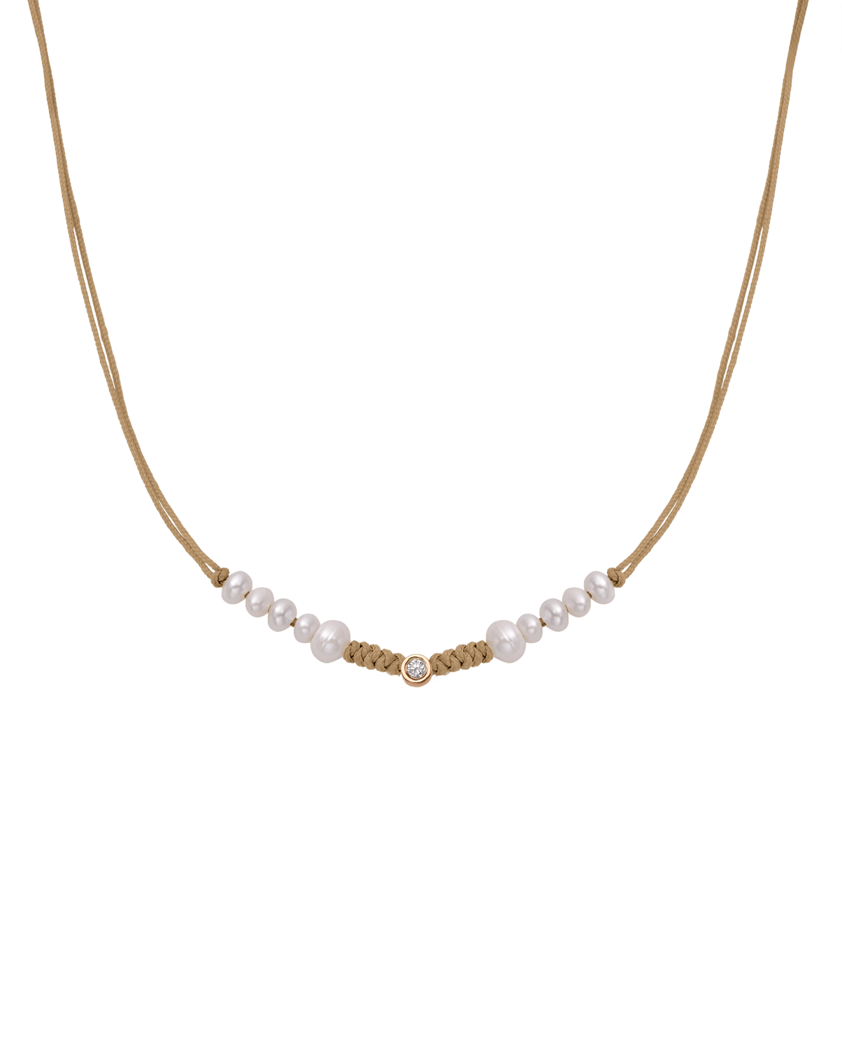 Ten Natural Pearl String of Love Necklace - 14K Rose Gold Necklaces 14K Solid Gold Camel Medium: 0.04ct