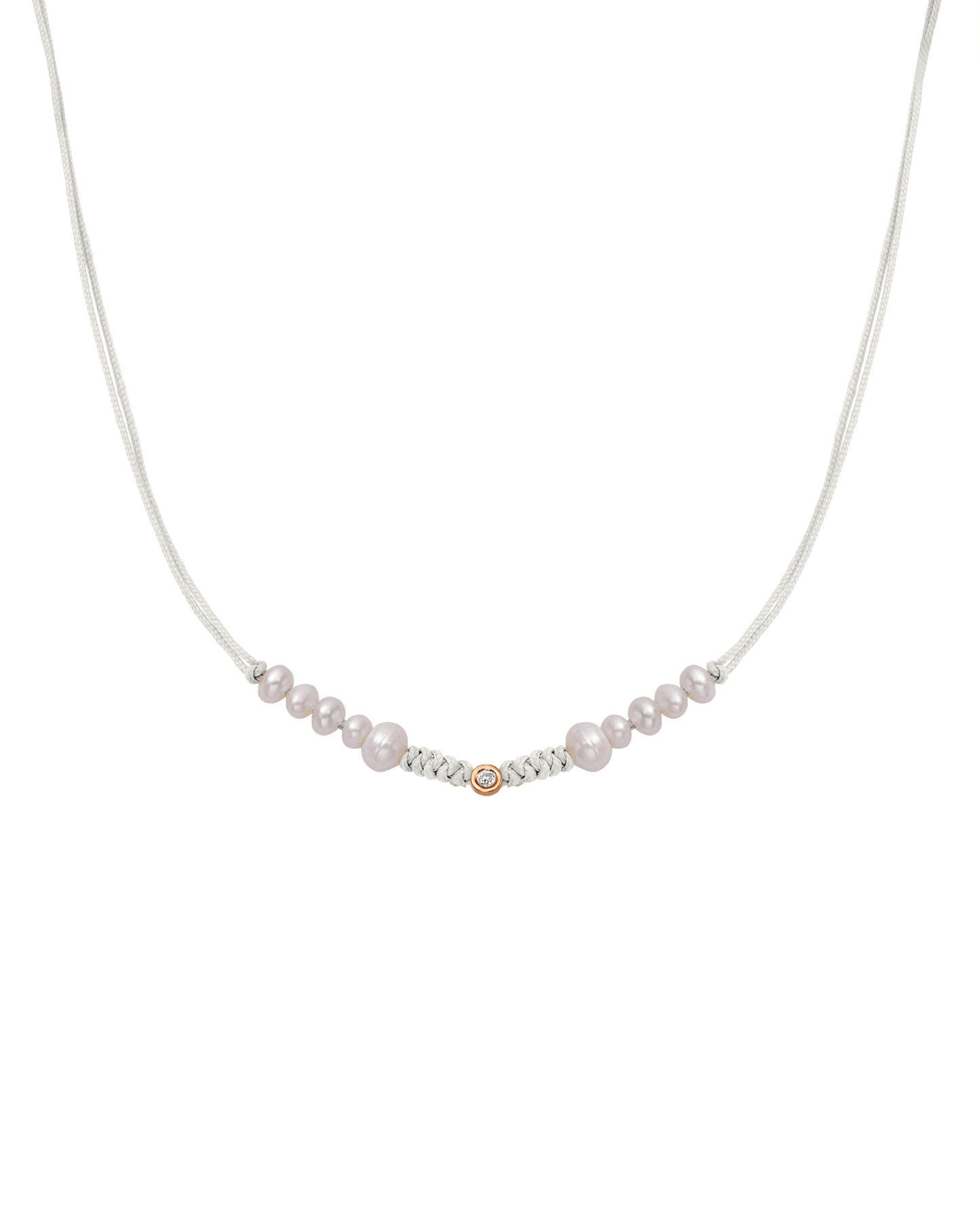 Ten Natural Pearl String of Love Necklace - 14K Rose Gold Necklaces 14K Solid Gold Pearl Small: 0.03ct