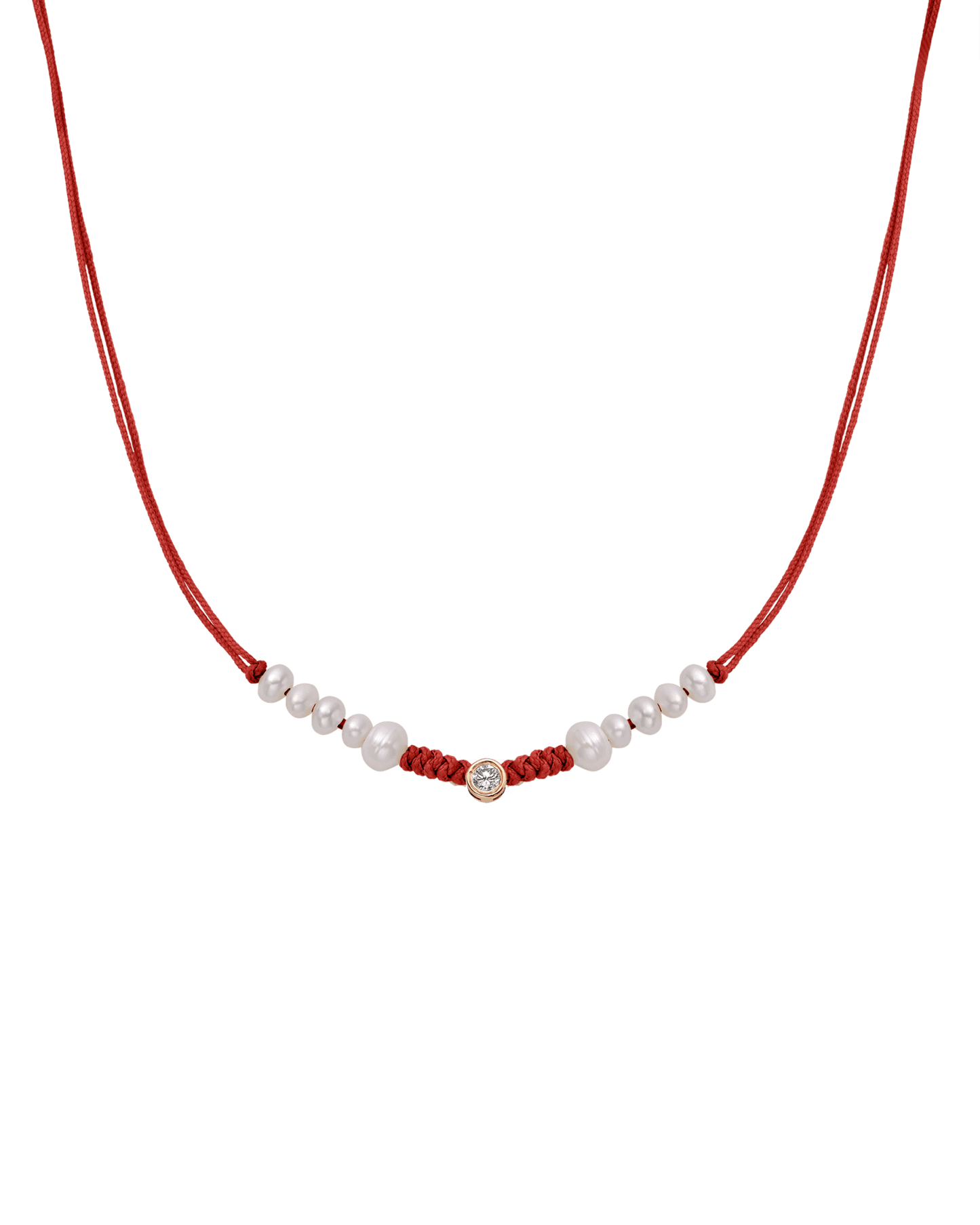 Ten Natural Pearl String of Love Necklace - 14K Rose Gold Necklaces 14K Solid Gold Red Large: 0.1ct