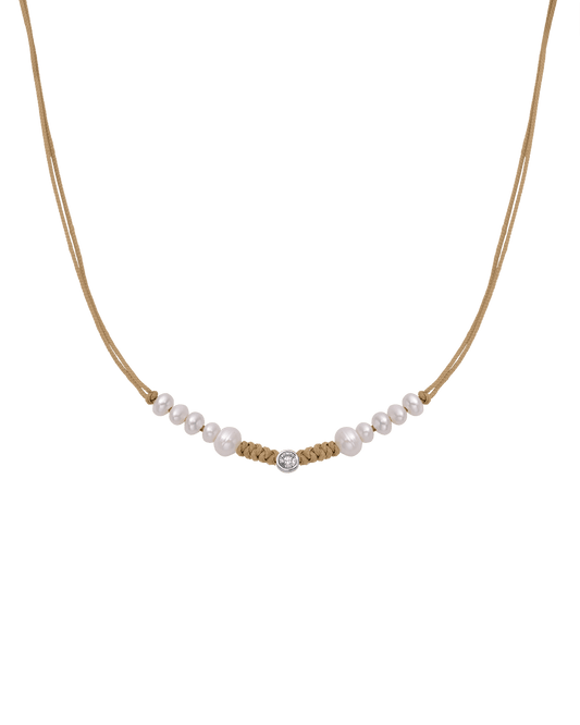 Ten Natural Pearl String of Love Necklace - 14K White Gold Necklaces 14K Solid Gold Camel Large: 0.1ct