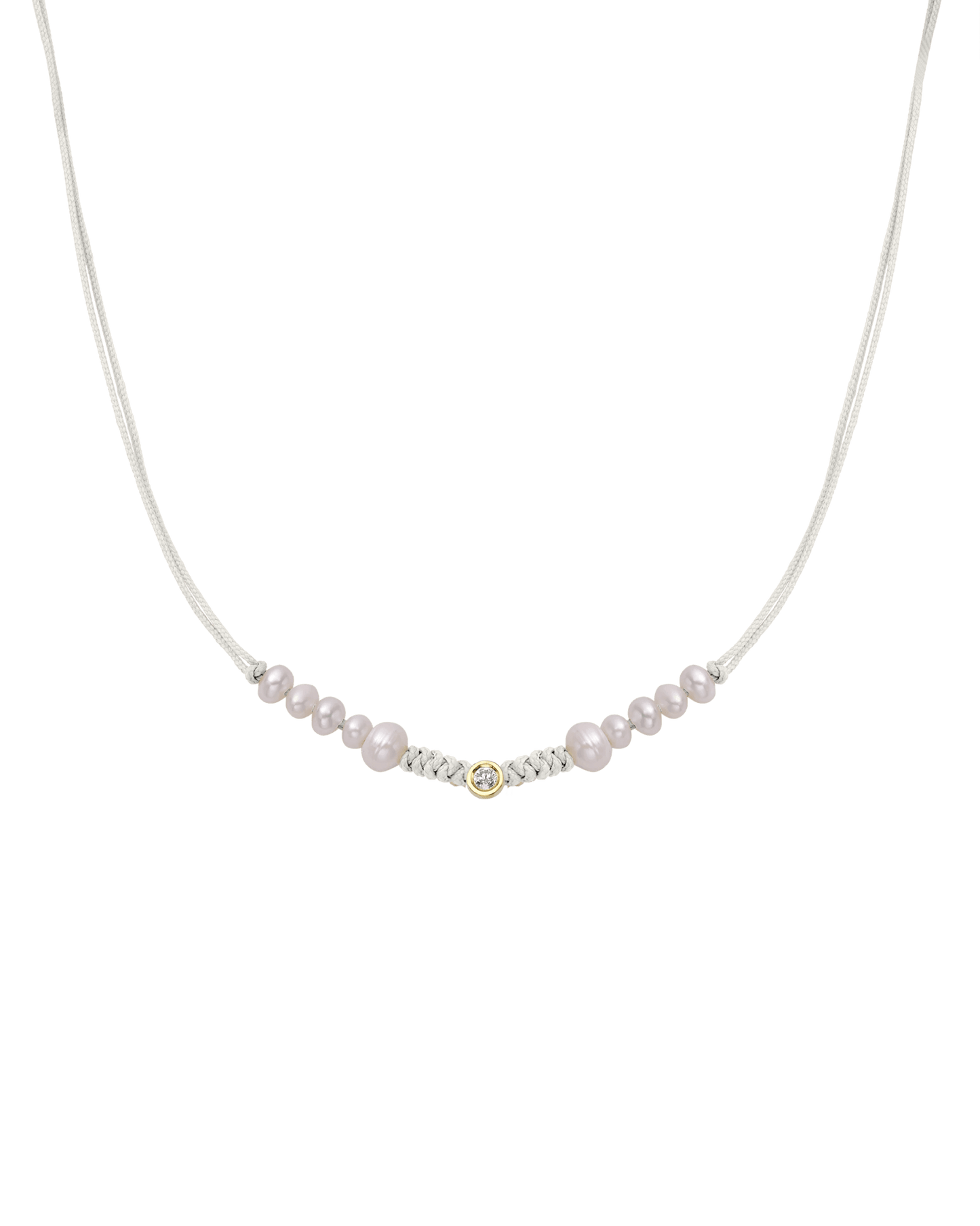 Ten Natural Pearl String of Love Necklace - 14K Yellow Gold Necklaces 14K Solid Gold Pearl Medium: 0.04ct