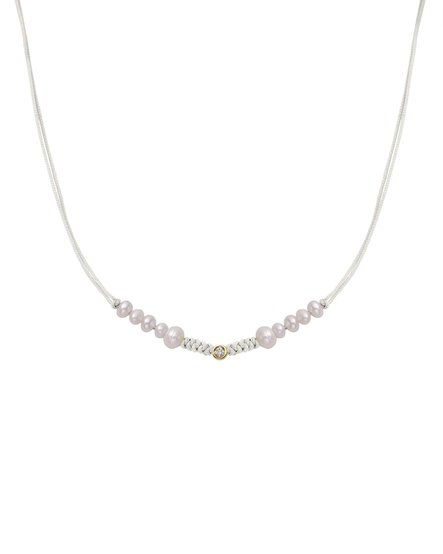 Ten Natural Pearl String of Love Necklace - 14K Yellow Gold Necklaces 14K Solid Gold Pearl Small: 0.03ct