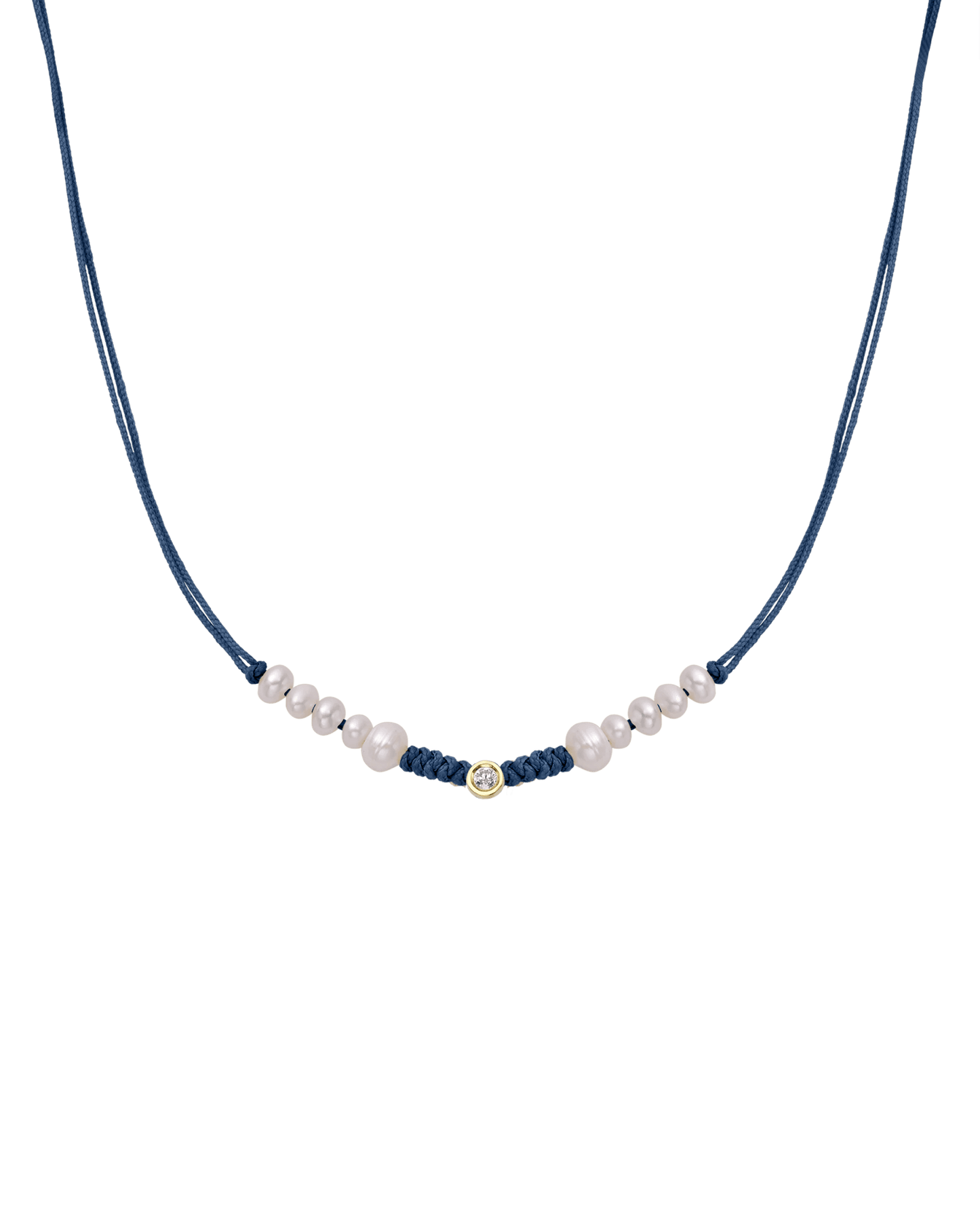 Ten Natural Pearl String of Love Necklace - 14K Yellow Gold Necklaces 14K Solid Gold Indigo Medium: 0.04ct
