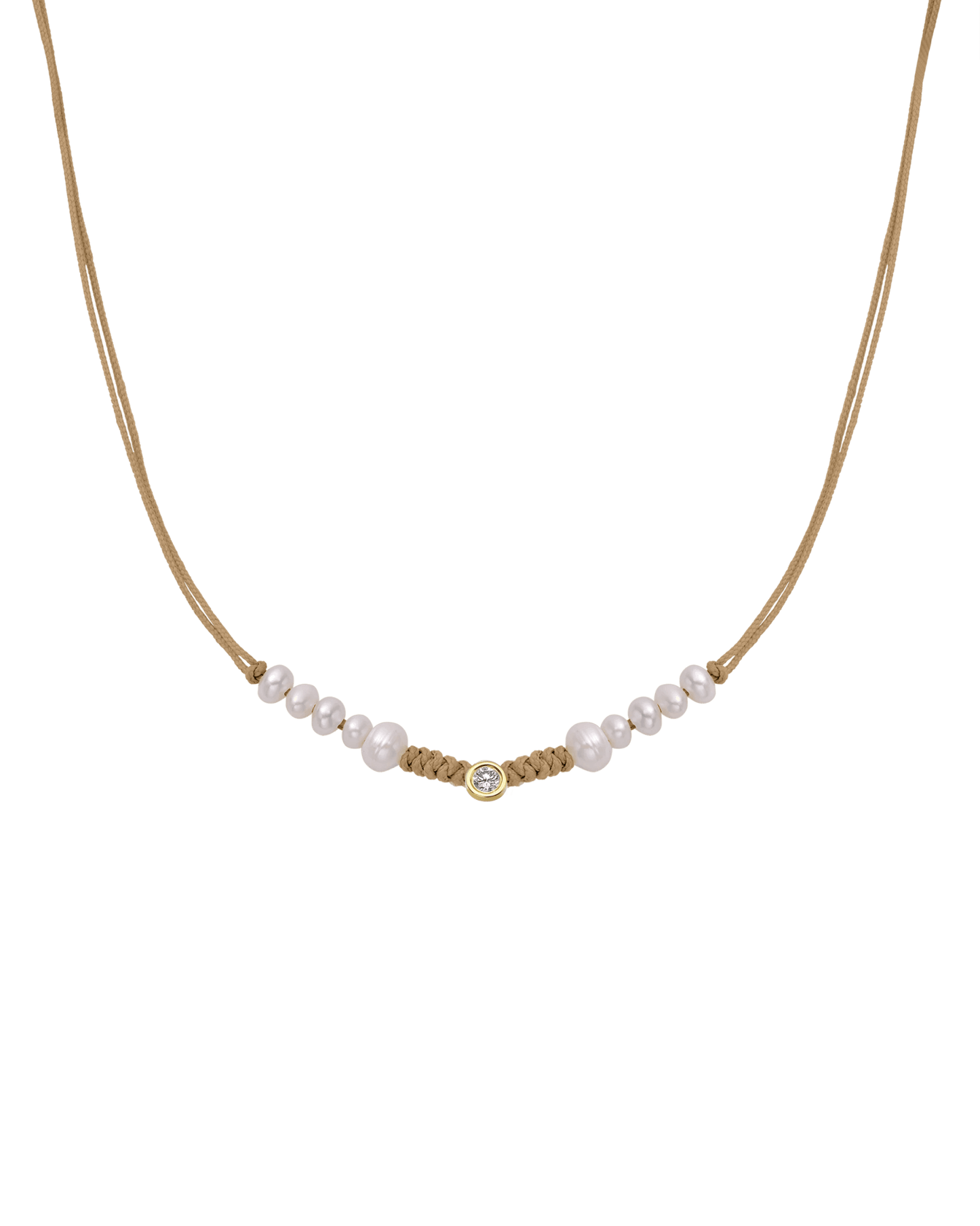 Ten Natural Pearl String of Love Necklace - 14K Yellow Gold Necklaces 14K Solid Gold Camel Large: 0.1ct