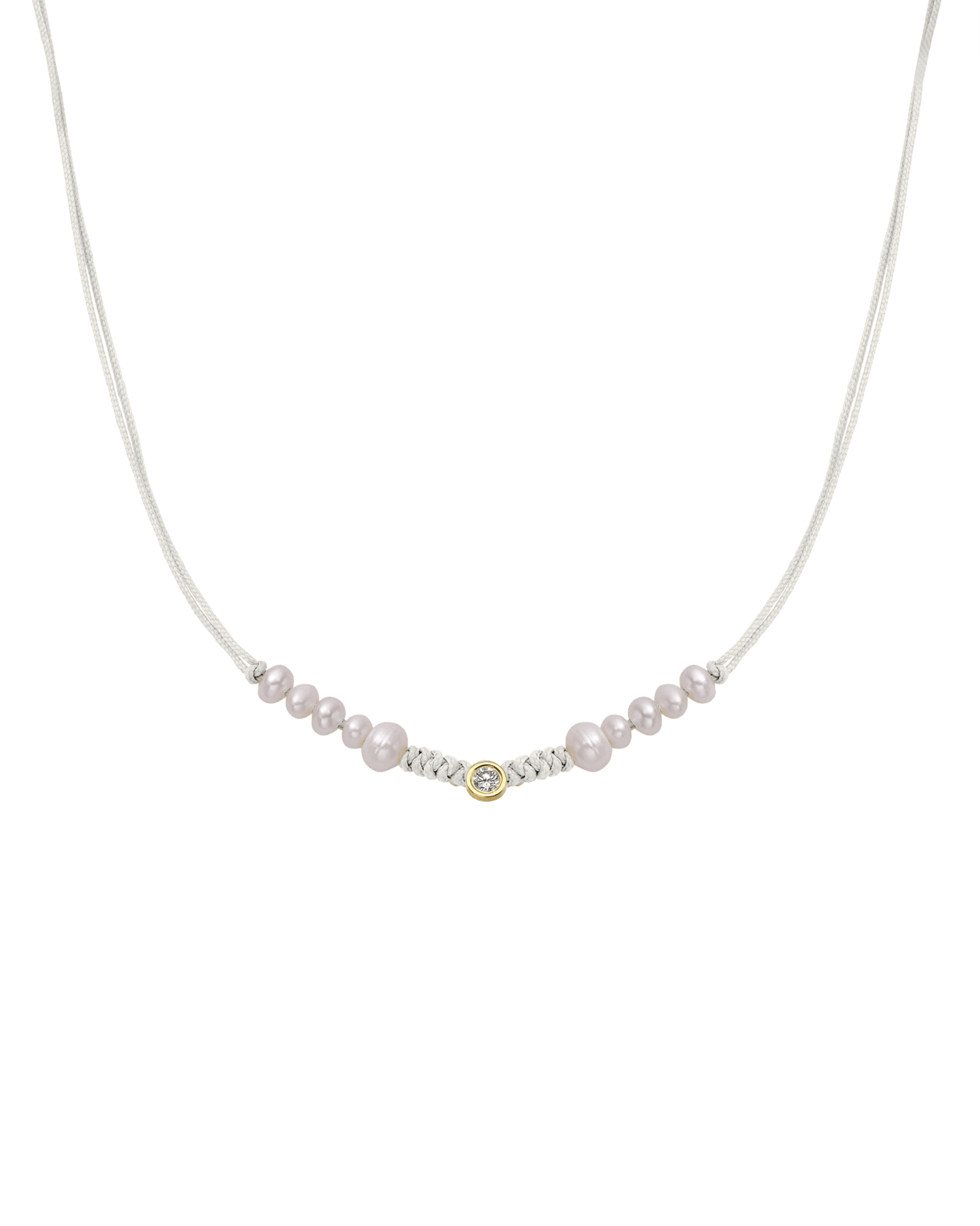 Ten Natural Pearl String of Love Necklace - 14K Yellow Gold Necklaces 14K Solid Gold Pearl Large: 0.1ct