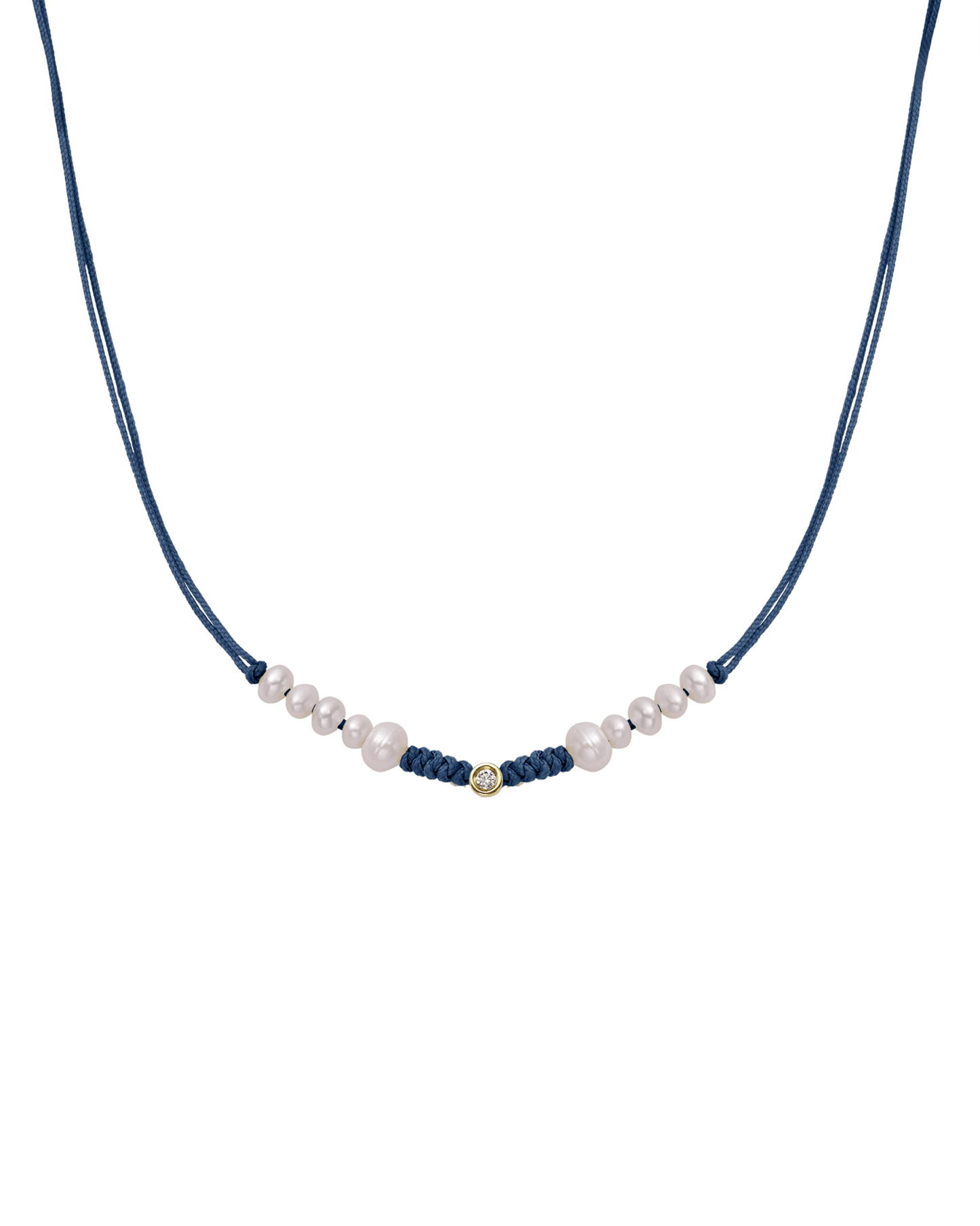 Ten Natural Pearl String of Love Necklace - 14K Yellow Gold Necklaces 14K Solid Gold Indigo Small: 0.03ct