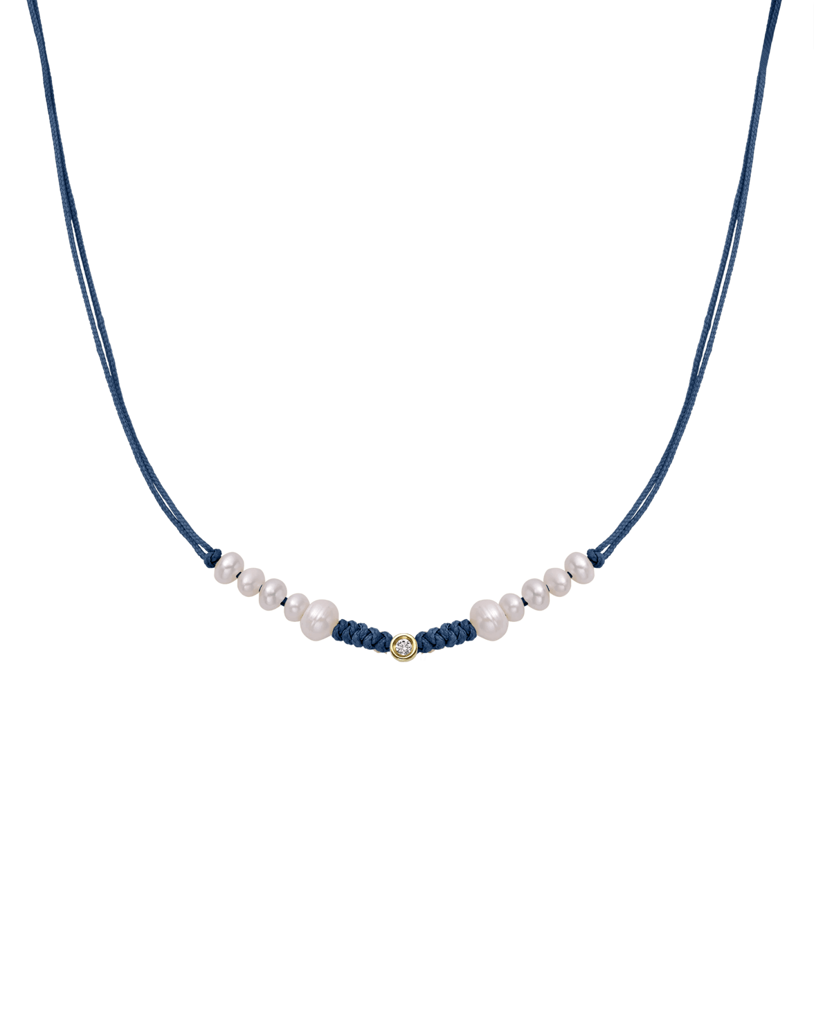 Ten Natural Pearl String of Love Necklace - 14K Yellow Gold Necklaces 14K Solid Gold Indigo Small: 0.03ct