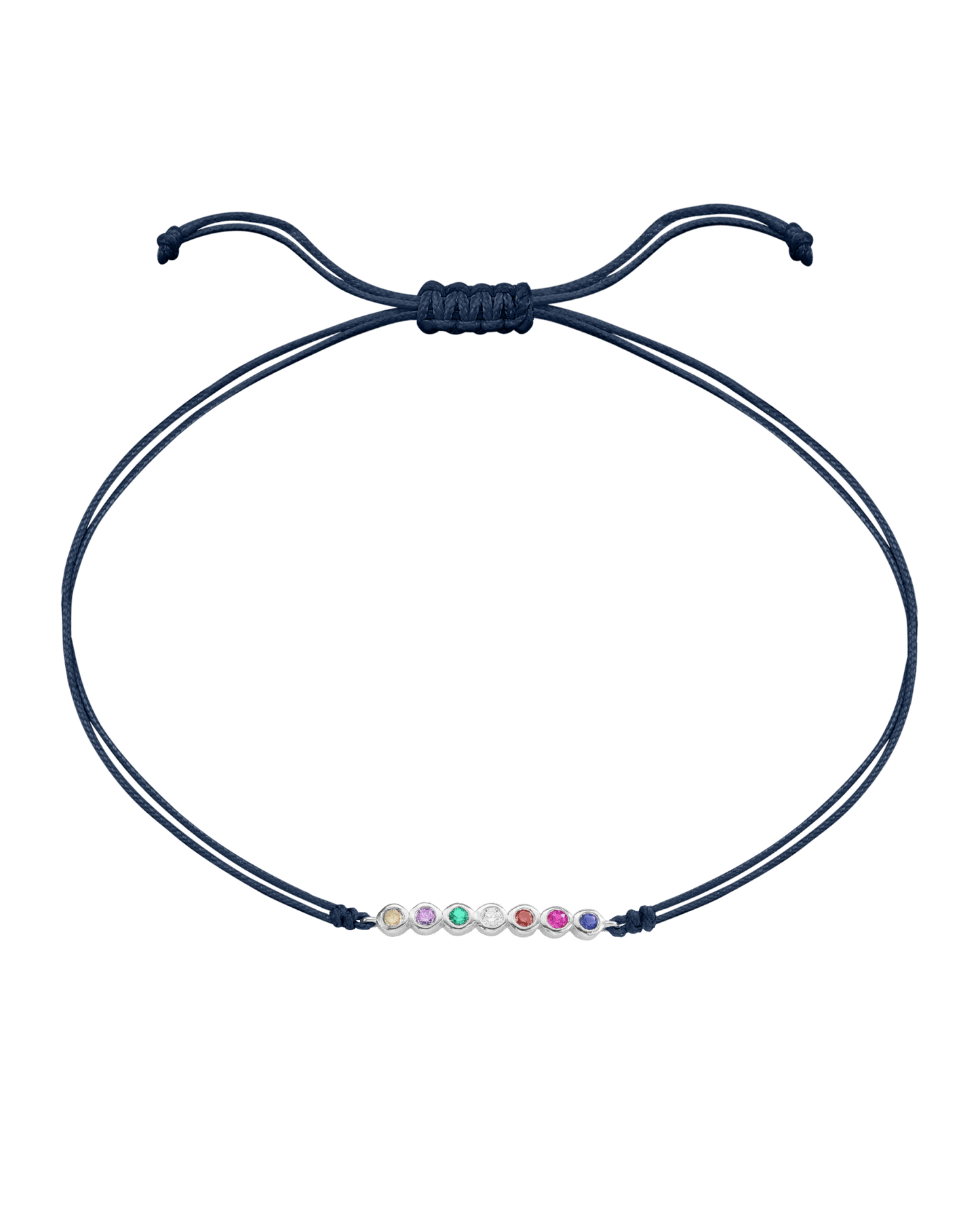 The Birthstones Bar Bracelet - 14K White Gold Bracelet 14K Solid Gold Navy Blue 2