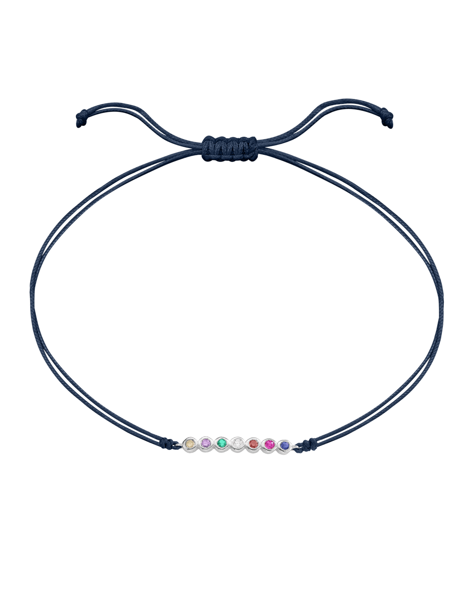 The Birthstones Bar Bracelet - 14K White Gold Bracelet 14K Solid Gold Navy Blue 2