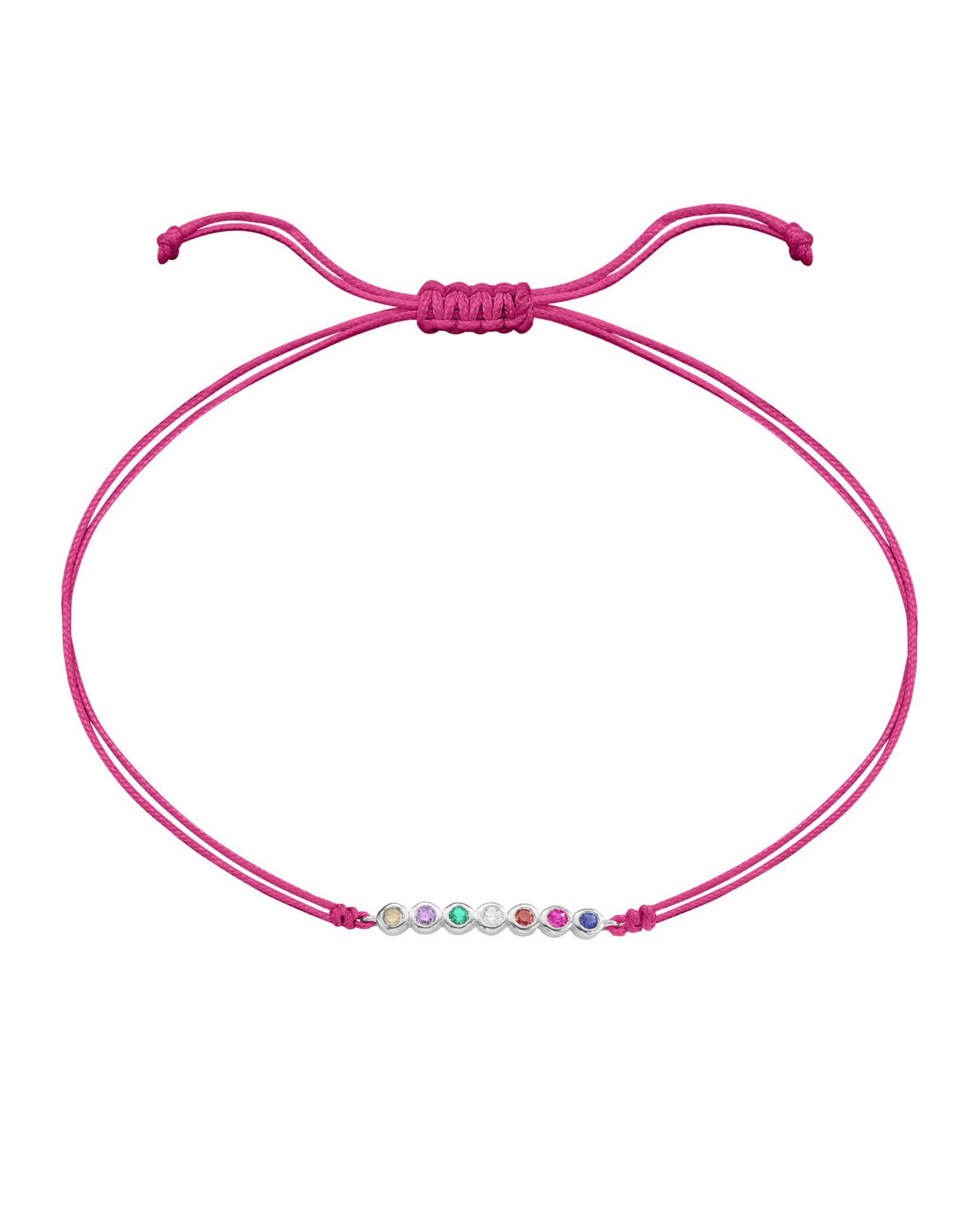 The Birthstones Bar Bracelet - 14K White Gold Bracelet 14K Solid Gold Pink 2