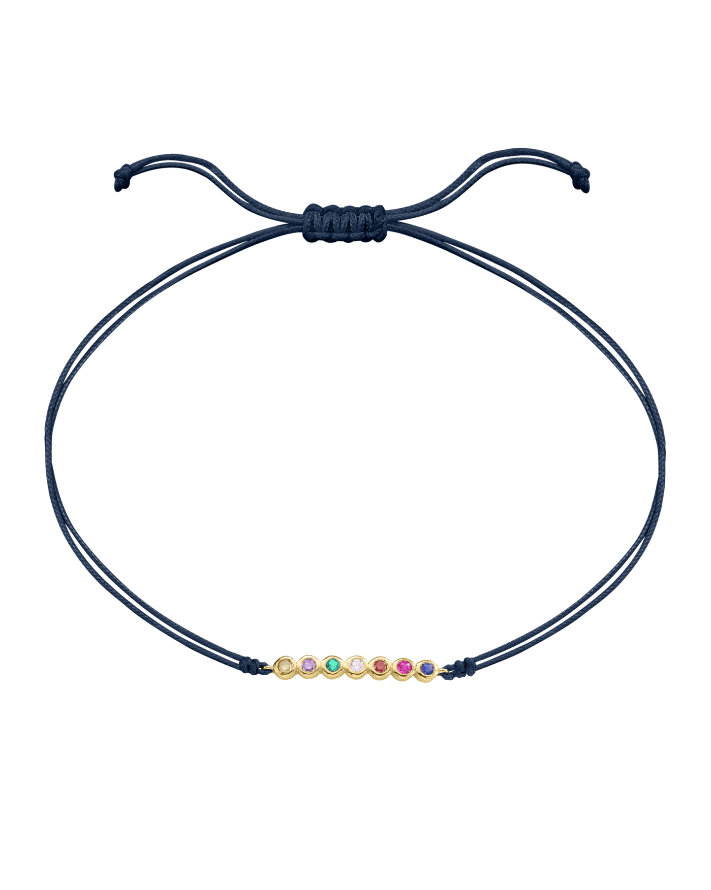 The Birthstones Bar Bracelet - 14K Yellow Gold Bracelet 14K Solid Gold Navy Blue 2