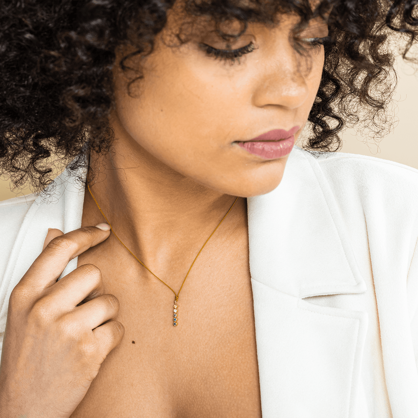 The Birthstones Bar Necklace - 14K White Gold Necklaces 14K Solid Gold