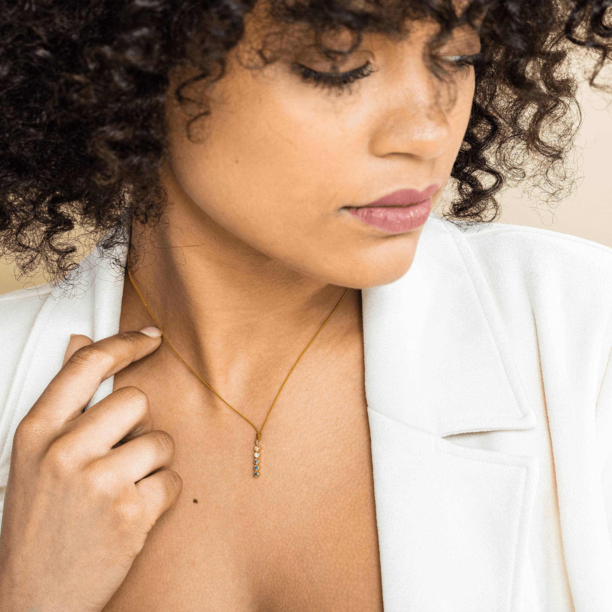 The Birthstones Bar Necklace - 14K White Gold Necklaces 14K Solid Gold