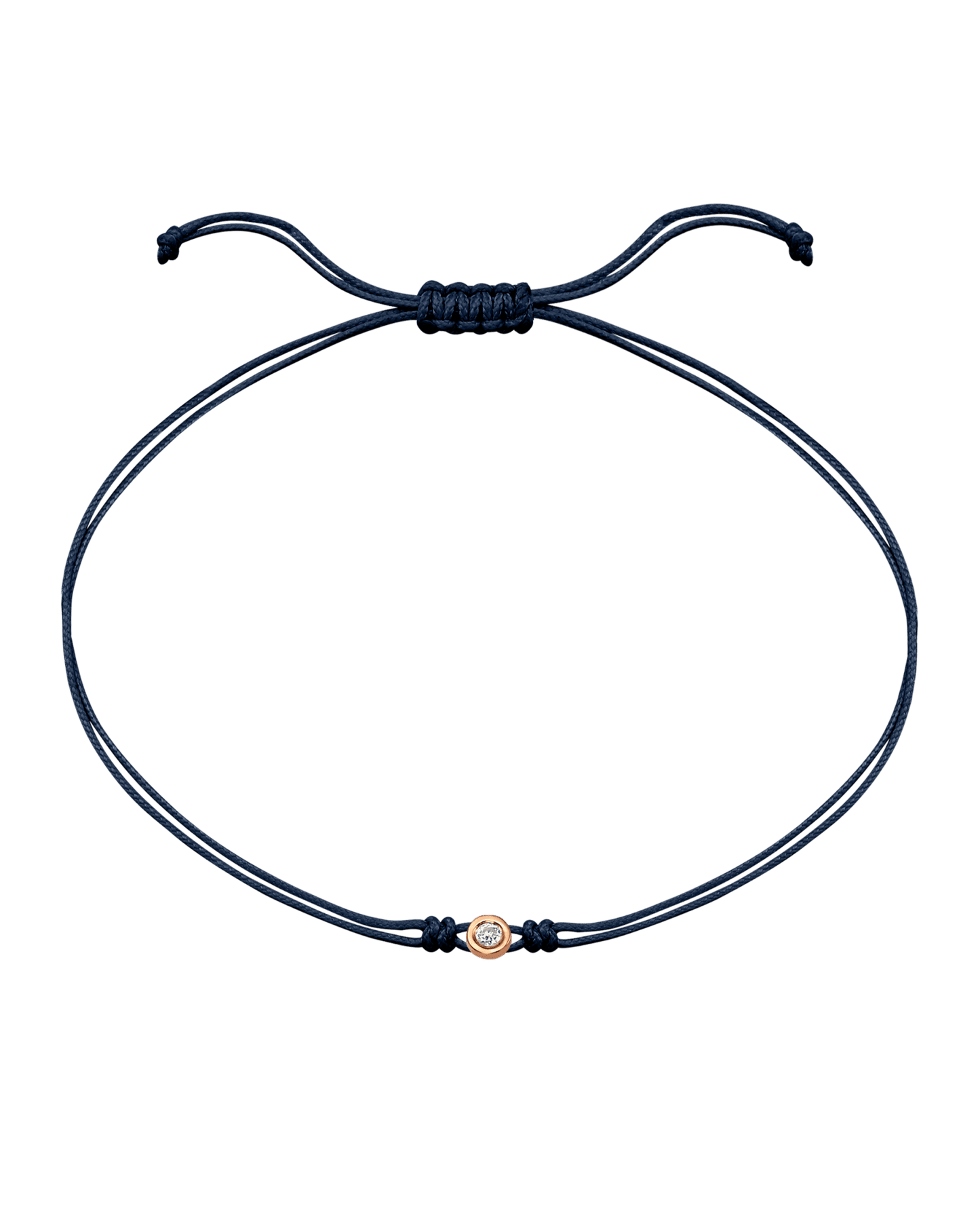 The Classic String of Love - 14K Rose Gold Bracelets 14K Solid Gold Navy Blue Small: 0.03ct