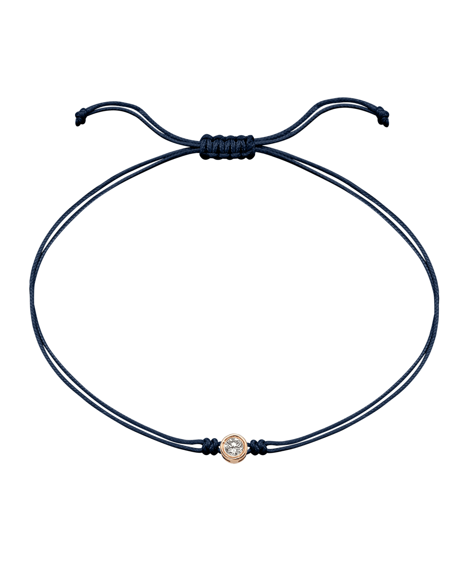 The Classic String of Love - 14K Rose Gold Bracelets 14K Solid Gold Navy Blue Large: 0.1ct