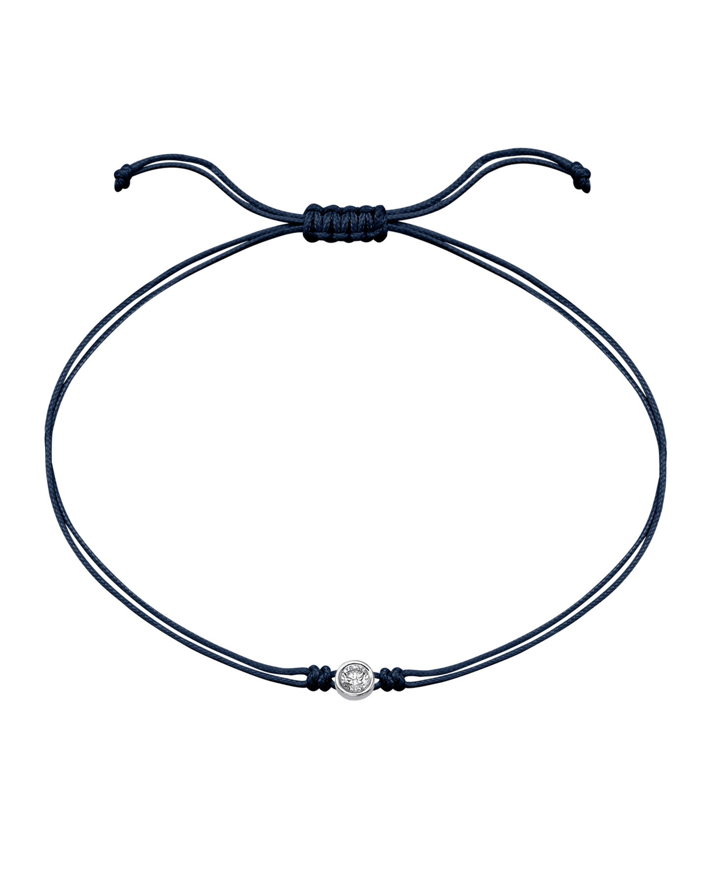 The Classic String of Love - 14K White Gold Bracelets 14K Solid Gold Navy Blue Large: 0.1ct