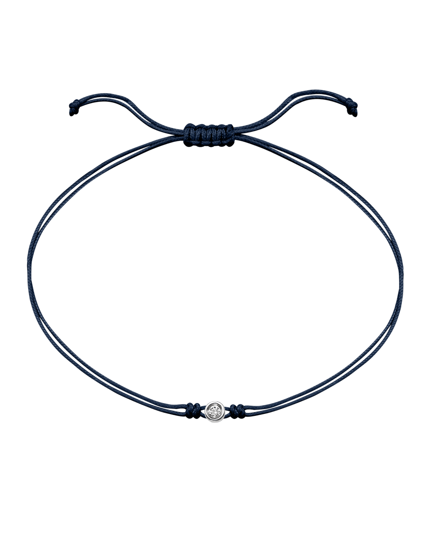The Classic String of Love - 14K White Gold Bracelets 14K Solid Gold Navy Blue Small: 0.03ct