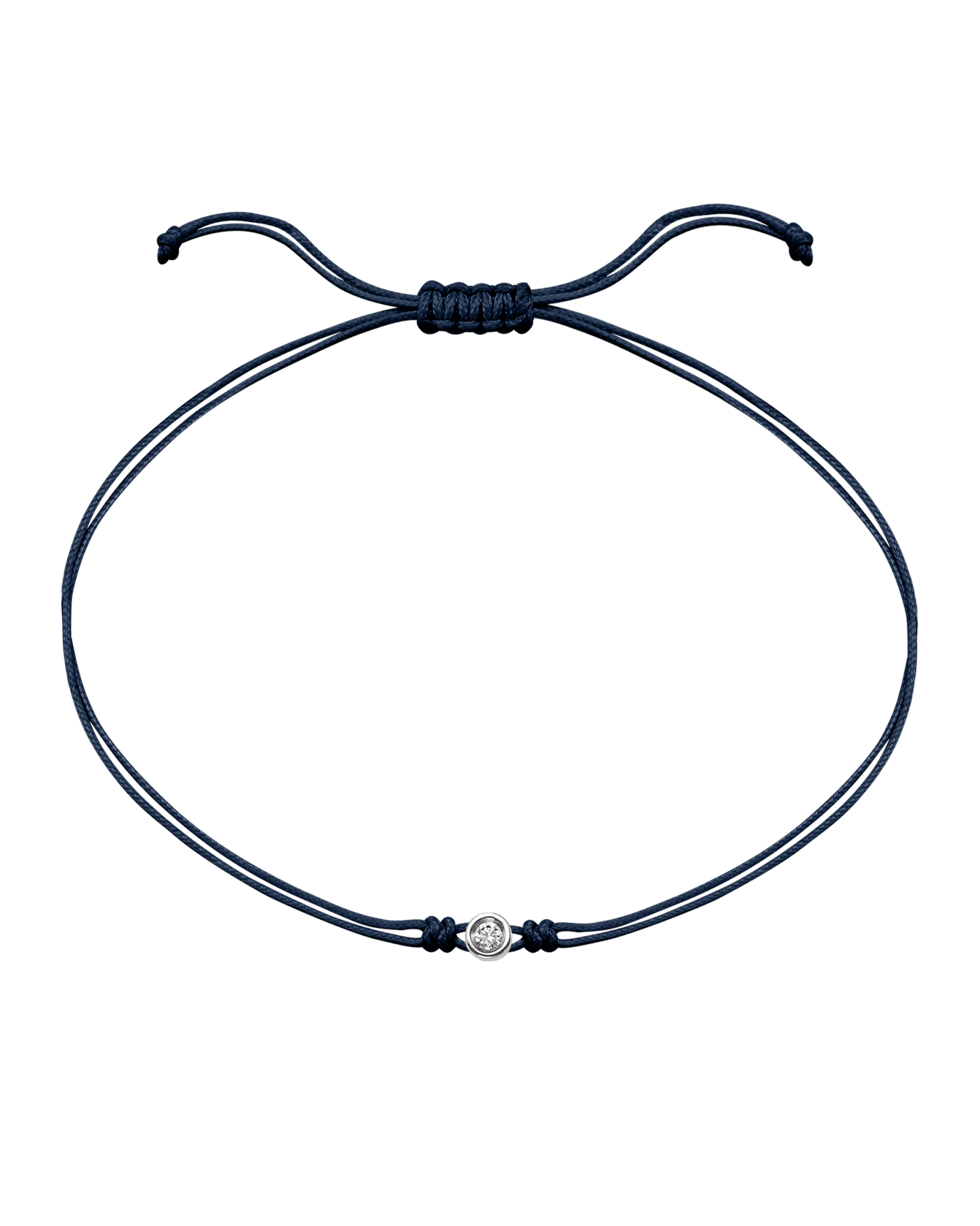 The Classic String of Love - 14K White Gold Bracelets 14K Solid Gold Navy Blue Small: 0.03ct