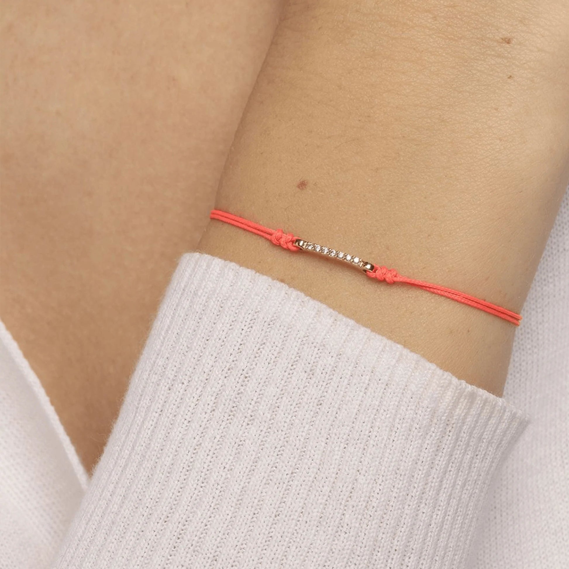 The Diamond Bar String Of Love - 14K Rose Gold Bracelet 14K Solid Gold