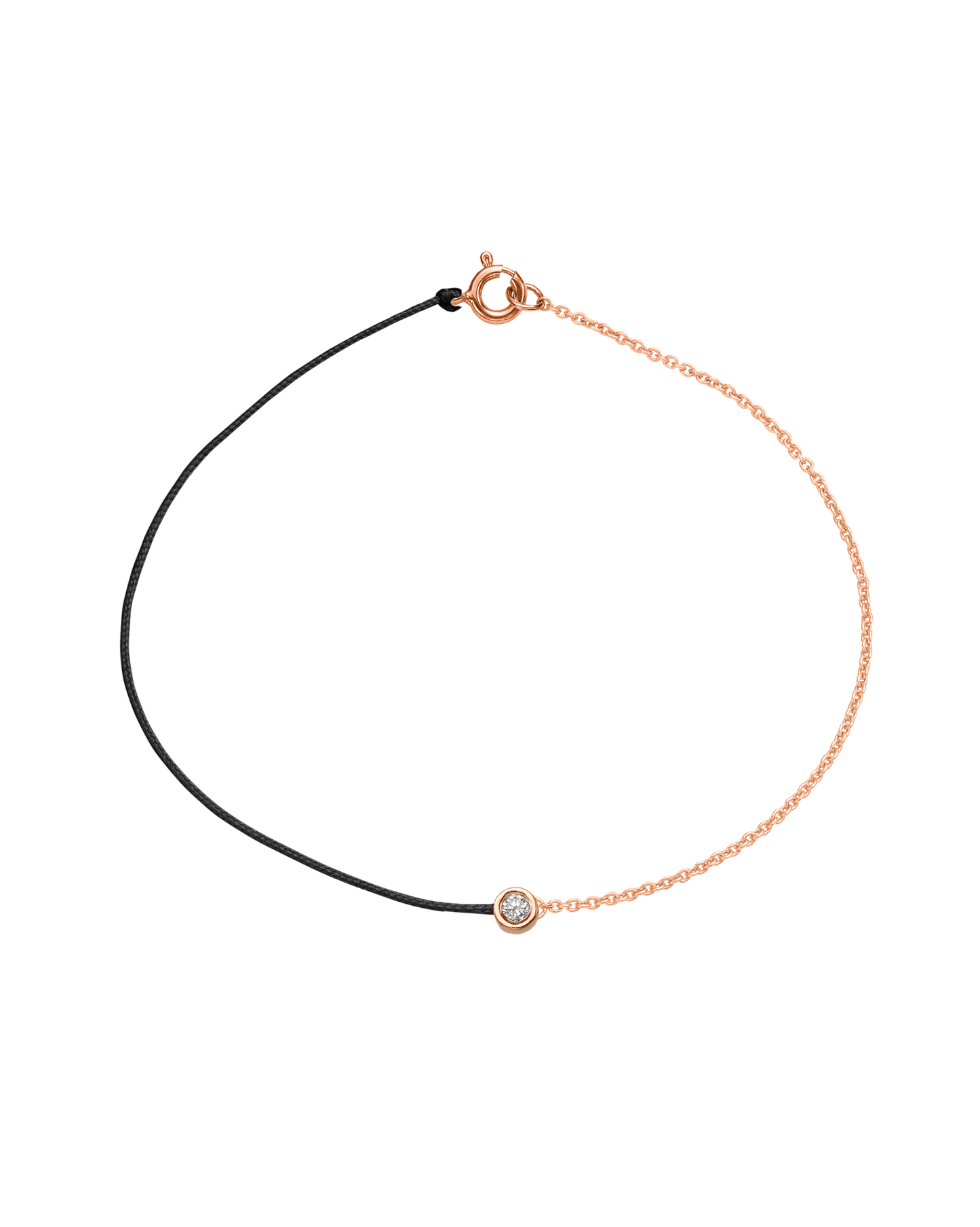 The Half Chain String of Love - 14K Rose Gold Bracelet 14K Solid Gold Black Medium: 0.04ct Large 7 Inches