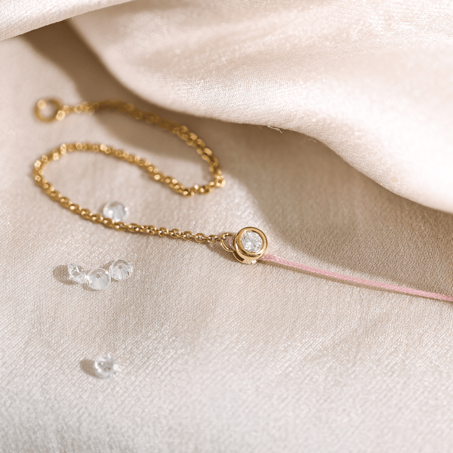 The Half Chain String of Love - 14K Rose Gold Bracelet 14K Solid Gold