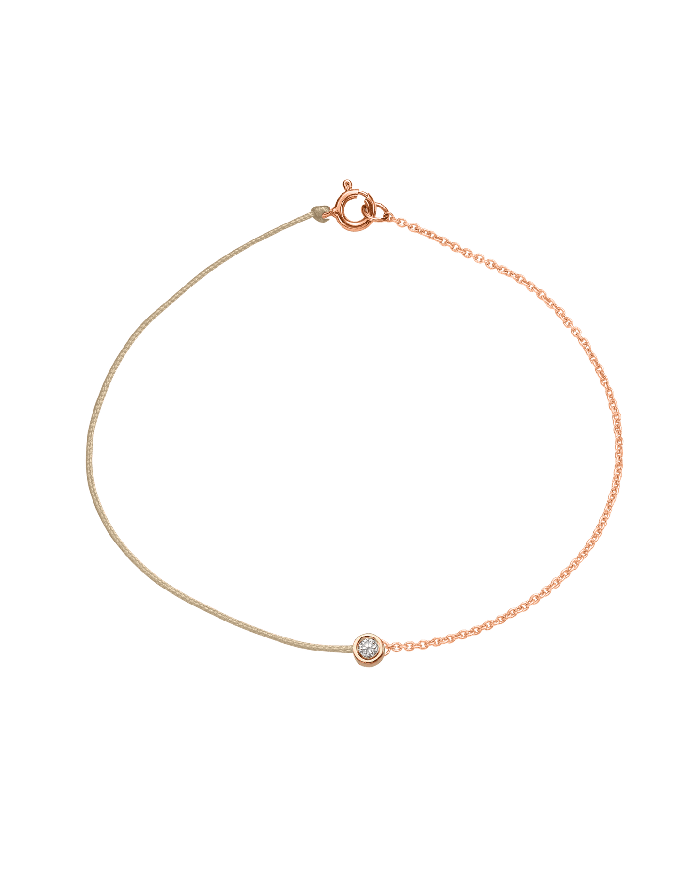 The Half Chain String of Love - 14K Rose Gold Bracelet 14K Solid Gold Beige Medium: 0.04ct Large 7 Inches
