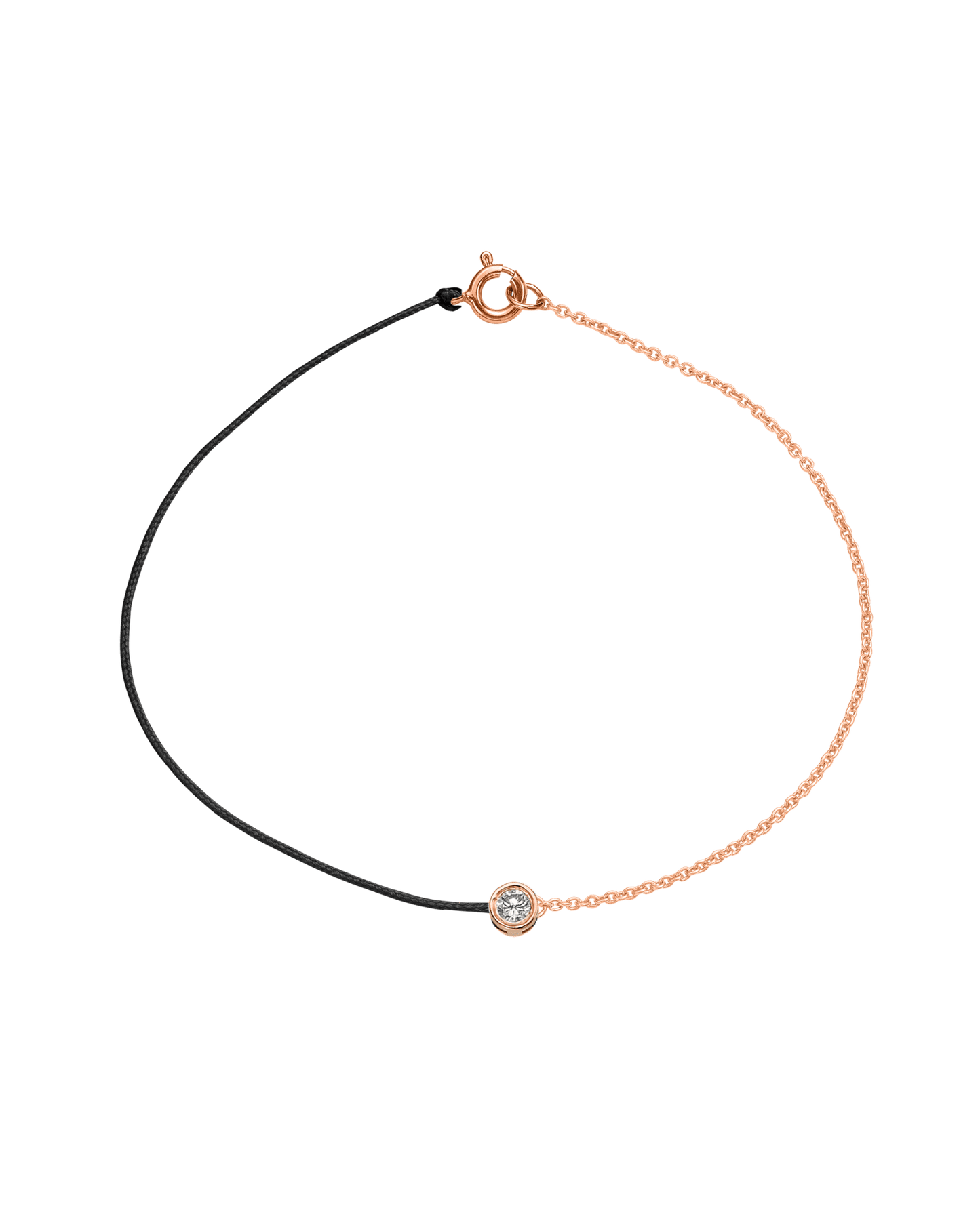 The Half Chain String of Love - 14K Rose Gold Bracelet 14K Solid Gold Black Large: 0.1ct Large 7 Inches