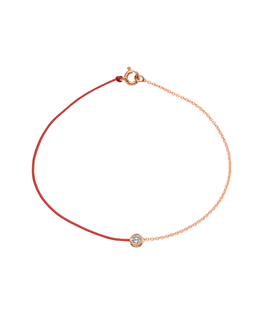 The Half Chain String of Love - 14K Rose Gold Bracelet 14K Solid Gold Red Large: 0.1ct Large 7 Inches