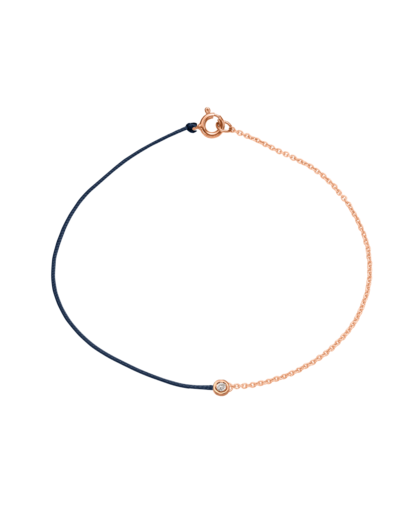 The Half Chain String of Love - 14K Rose Gold Bracelet 14K Solid Gold Navy Blue Small: 0.03ct Large 7 Inches